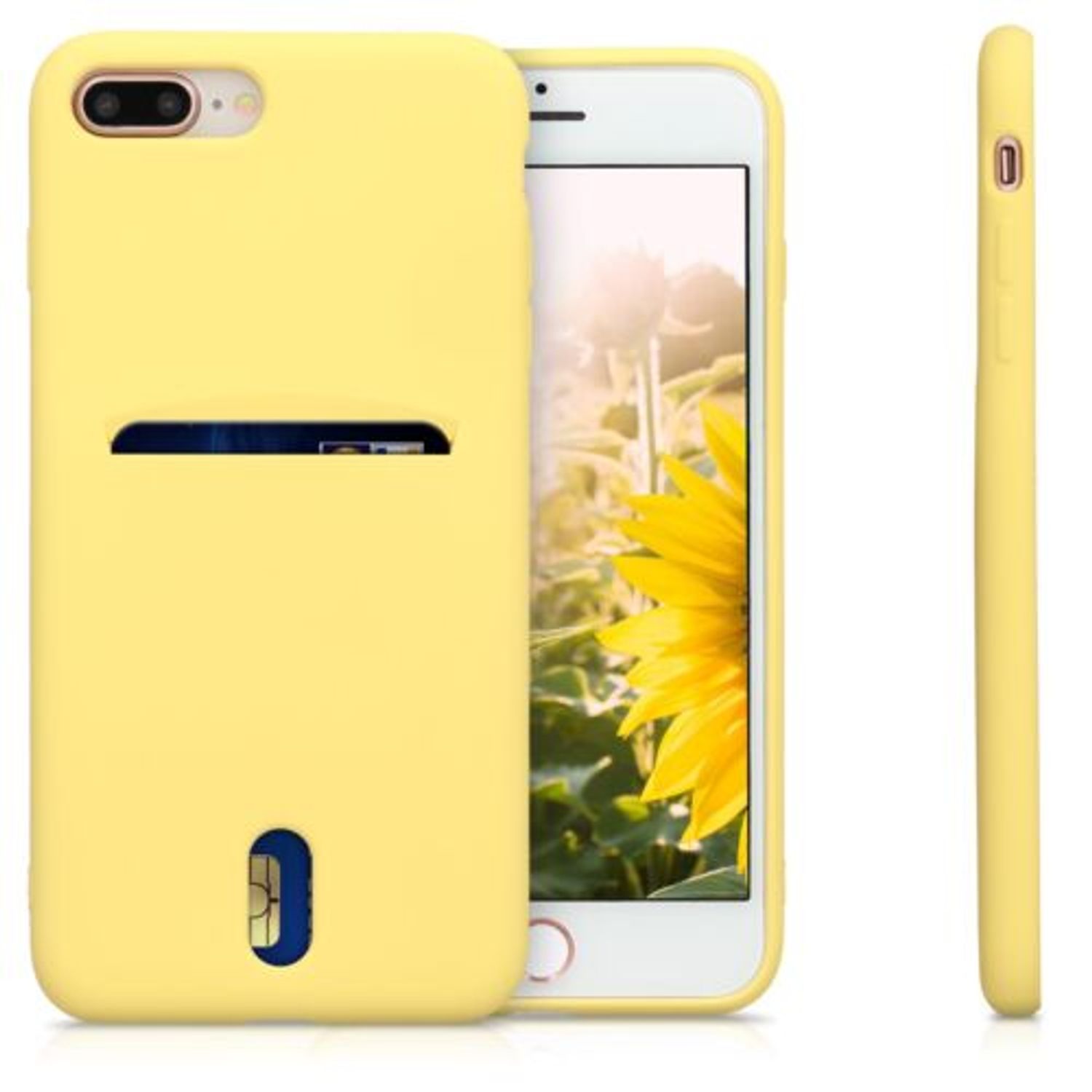 Husa pentru Apple iPhone 8 Plus/iPhone 7 Plus, Silicon, Galben, 49102.06, Kwmobile fotografia produsului View 2 L