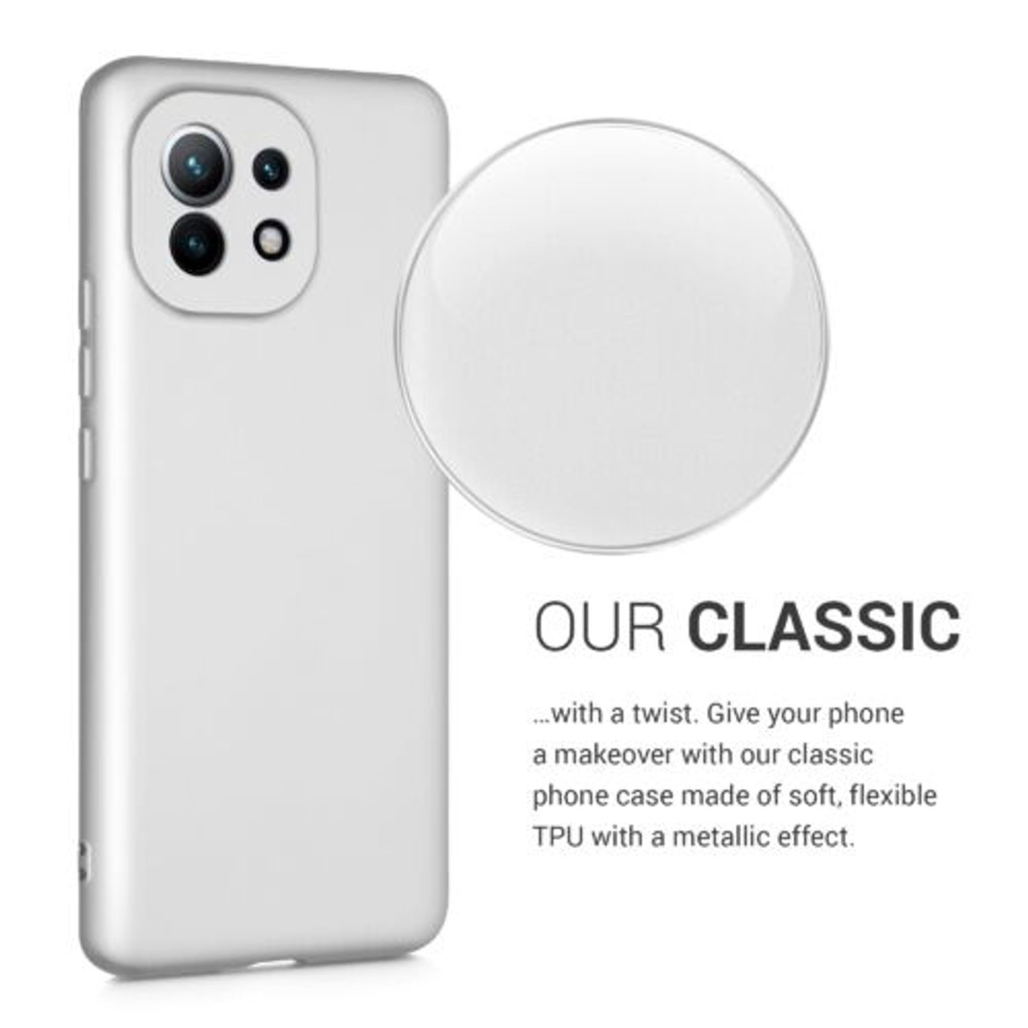 Husa pentru Xiaomi Mi 11, Silicon, Silver, 54189.67, Kwmobile fotografia produsului View 4 L