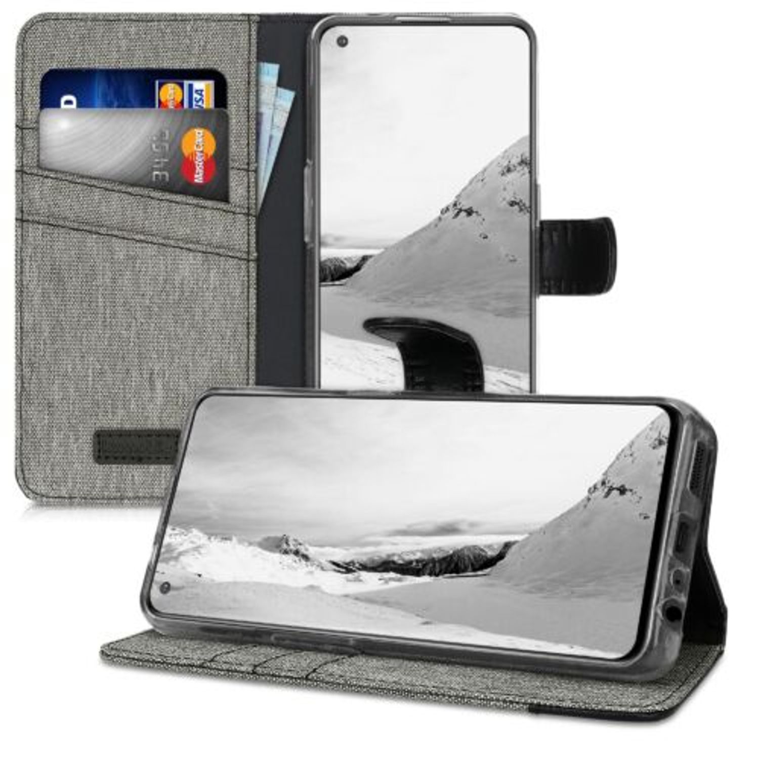 Husa pentru OnePlus Nord CE 5G, Textil, Gri, 56030.22, Kwmobile fotografia produsului View 5 L