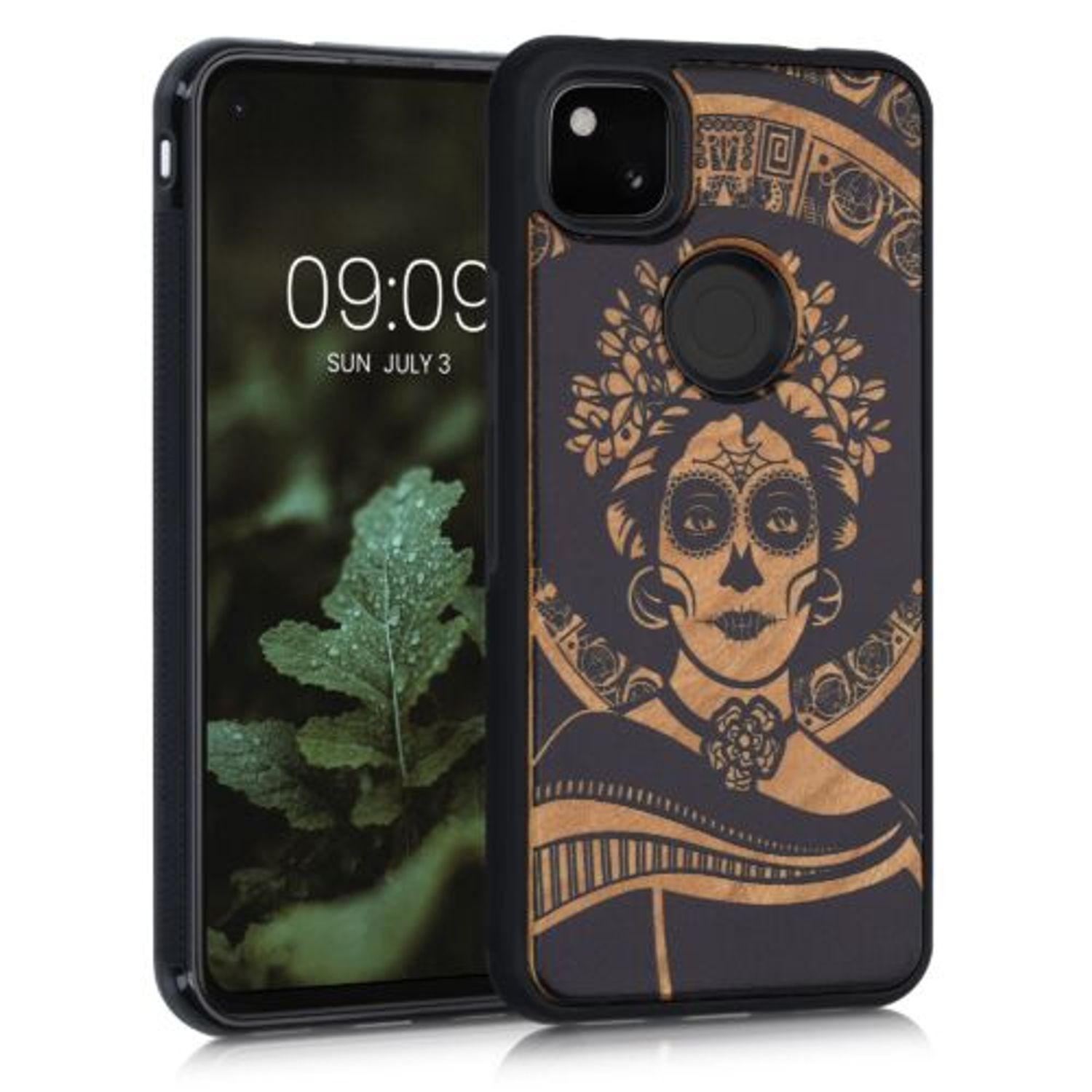 Husa pentru Google Pixel 4a, Lemn, Negru, 53122.08, Kwmobile fotografia produsului