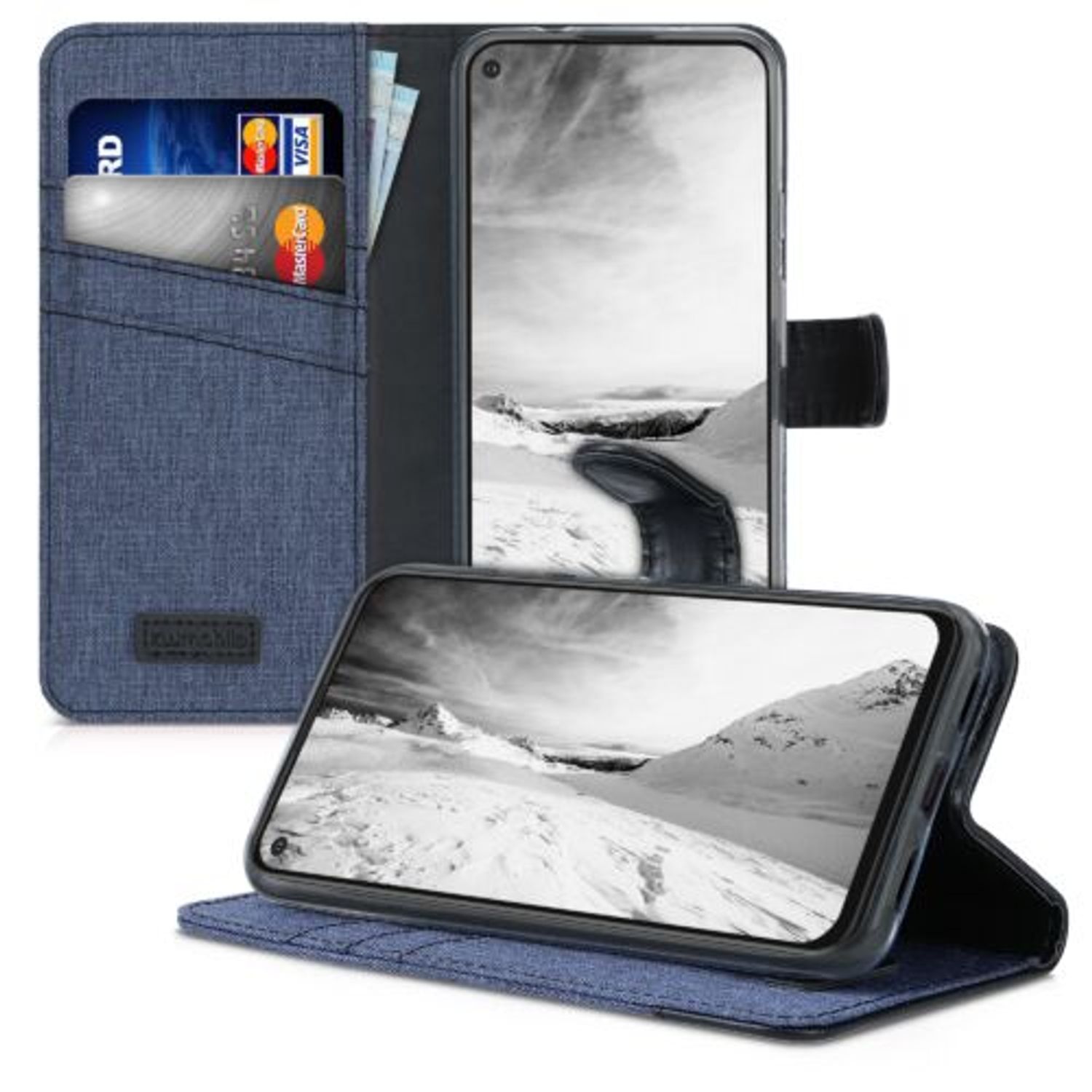 Husa pentru Google Pixel 5a, Textil, Albastru, 55987.17, Kwmobile fotografia produsului View 3 L