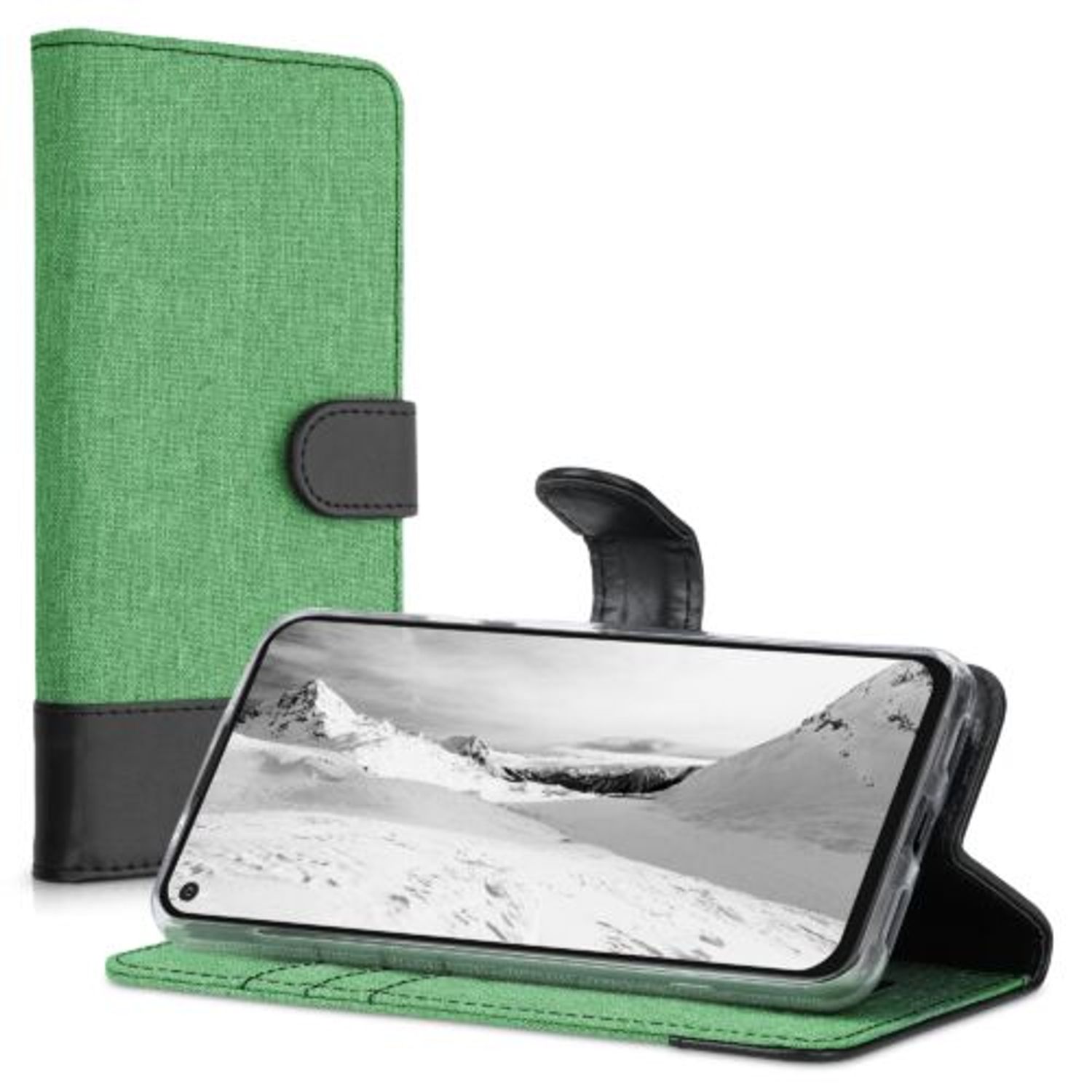 Husa pentru Google Pixel 5a, Textil, Verde, 55987.71, Kwmobile fotografia produsului View 2 L