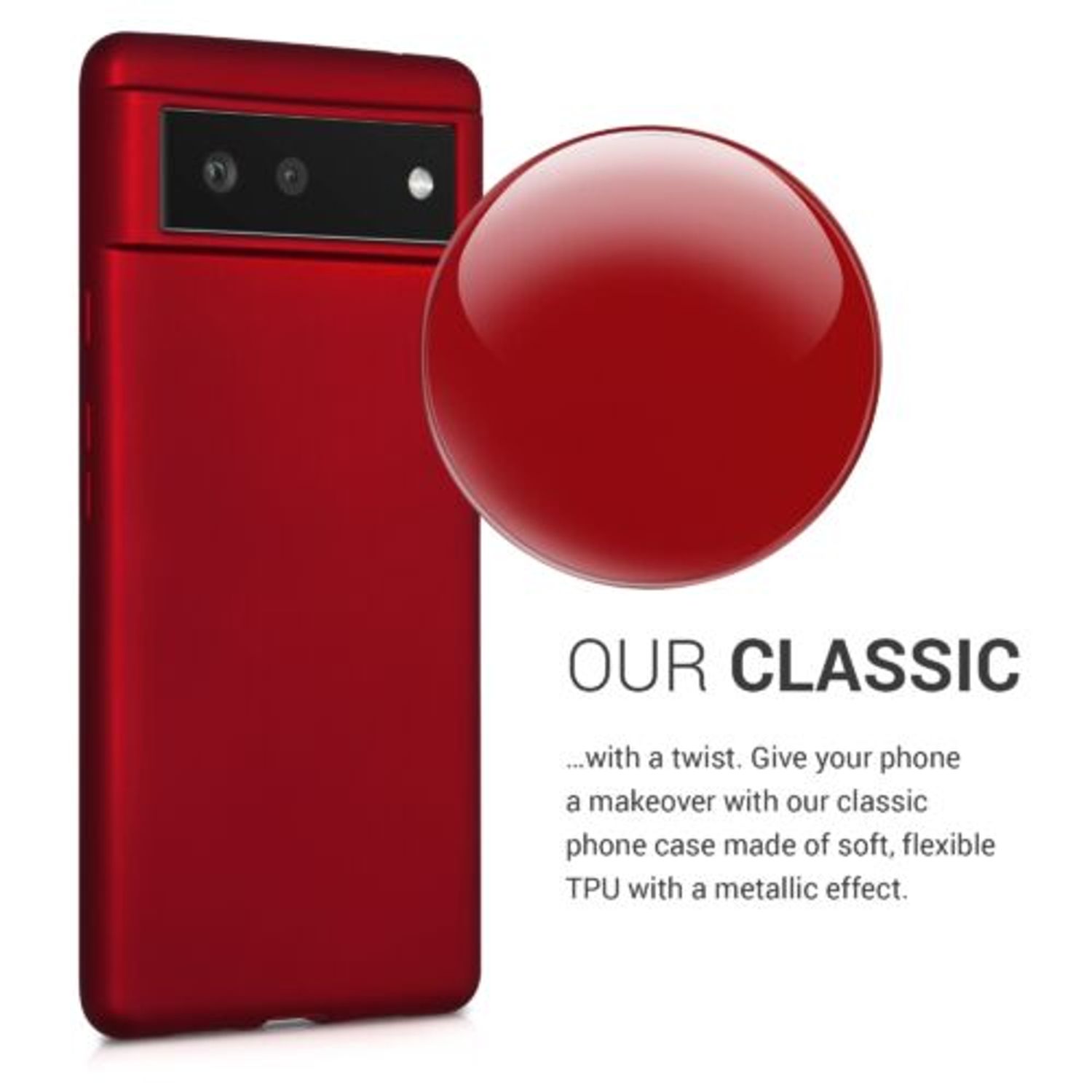 Husa pentru Google Pixel 6, Silicon, Rosu, 55783.36, Kwmobile fotografia produsului View 3 L
