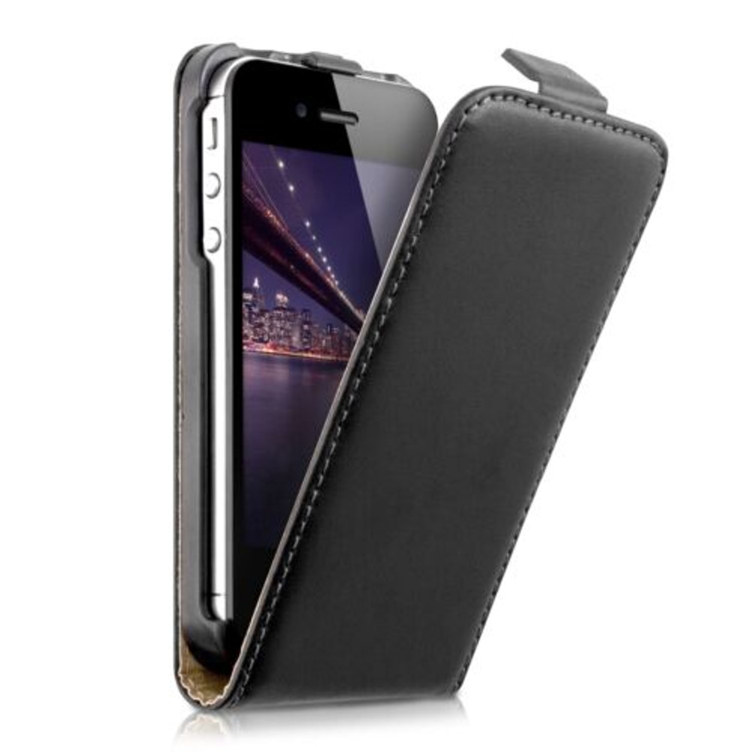 Husa pentru Apple iPhone 4/iPhone 4s, Piele ecologica, Negru, 10025 fotografia produsului View 2 L