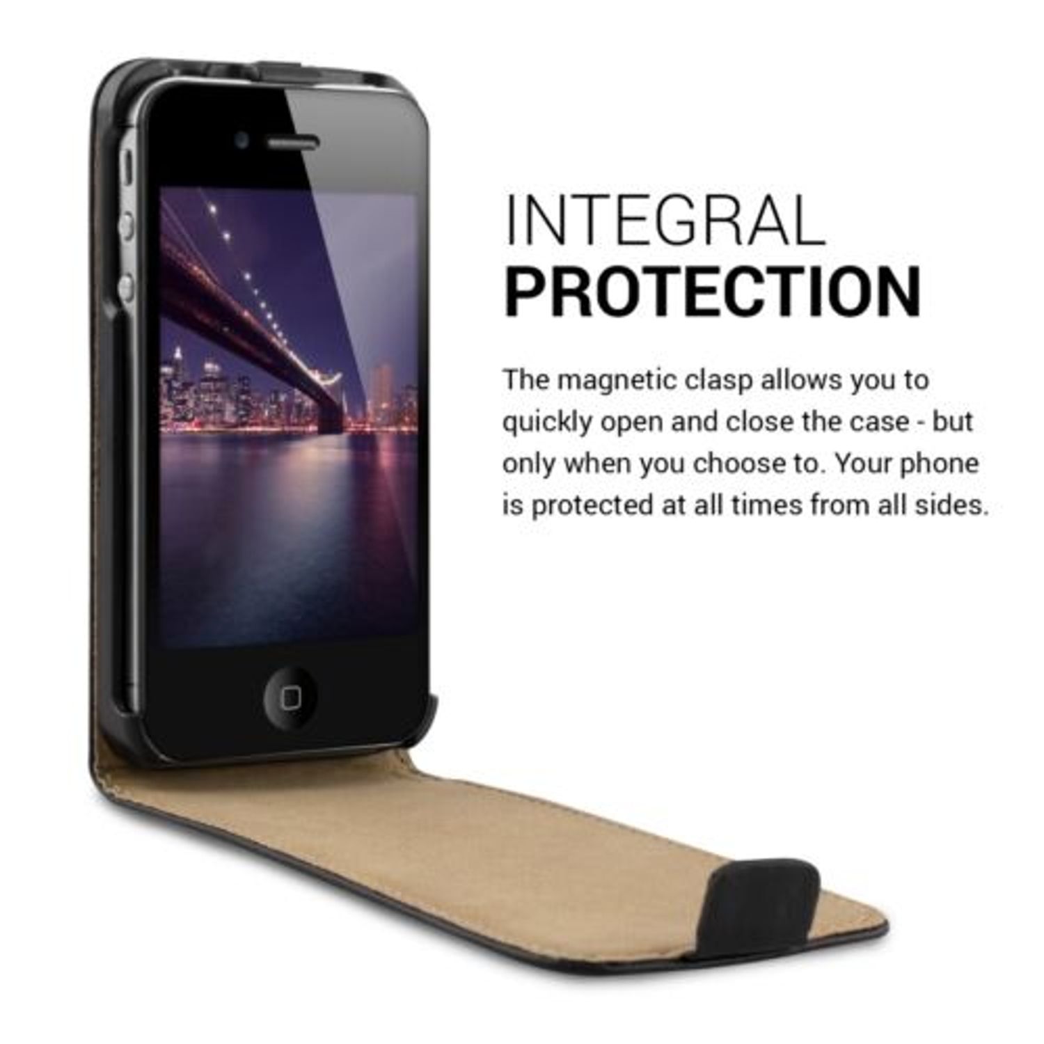 Husa pentru Apple iPhone 4/iPhone 4s, Piele ecologica, Negru, 10025 fotografia produsului View 5 L