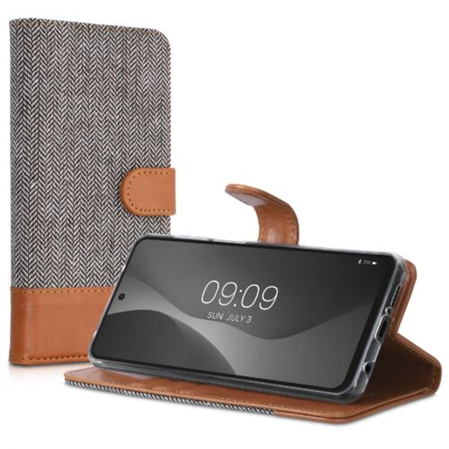 Husa pentru Xiaomi Redmi Note 9S/Redmi Note 9 Pro/Redmi Note 9 Pro Max, Textil, Gri, 52506.25, Kwmobile fotografia produsului View 2 L