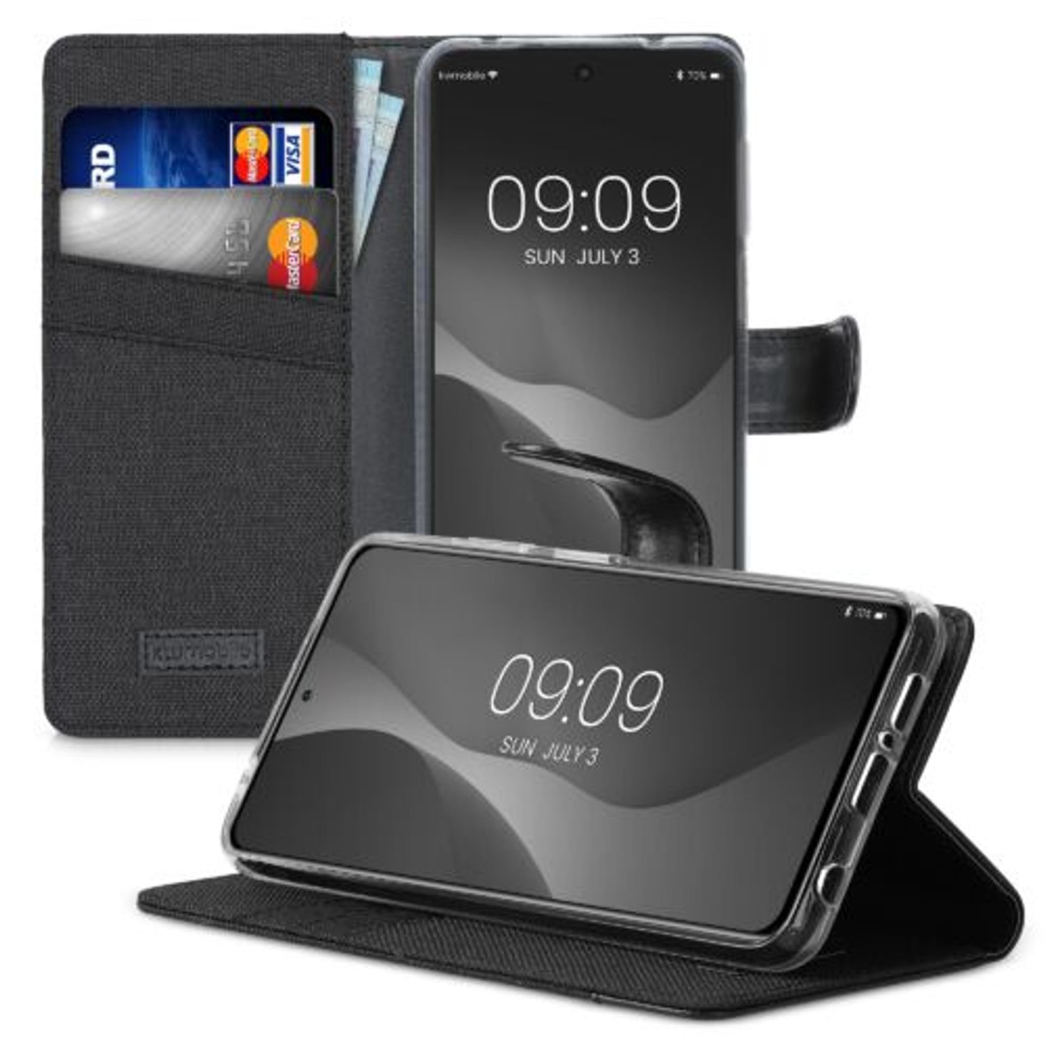 Husa pentru Xiaomi Redmi Note 9S/Redmi Note 9 Pro/Redmi Note 9 Pro Max, Textil, Negru, 52506.73, Kwmobile fotografia produsului View 5 L