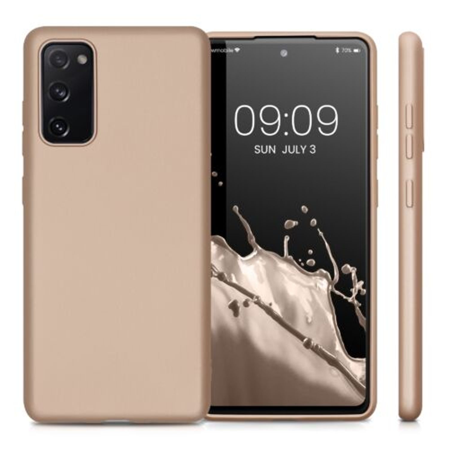 Husa Kwmobile pentru Samsung Galaxy S20 FE, Silicon, Auriu, 53930.66 fotografia produsului