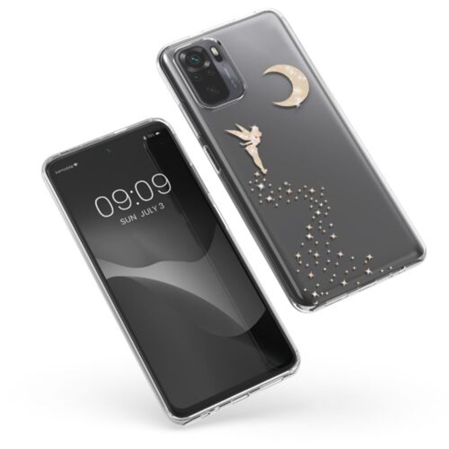 Husa Kwmobile pentru Xiaomi Redmi Note 10/Redmi Note 10S, Silicon, Transparent/Auriu, 54549.03 fotografia produsului