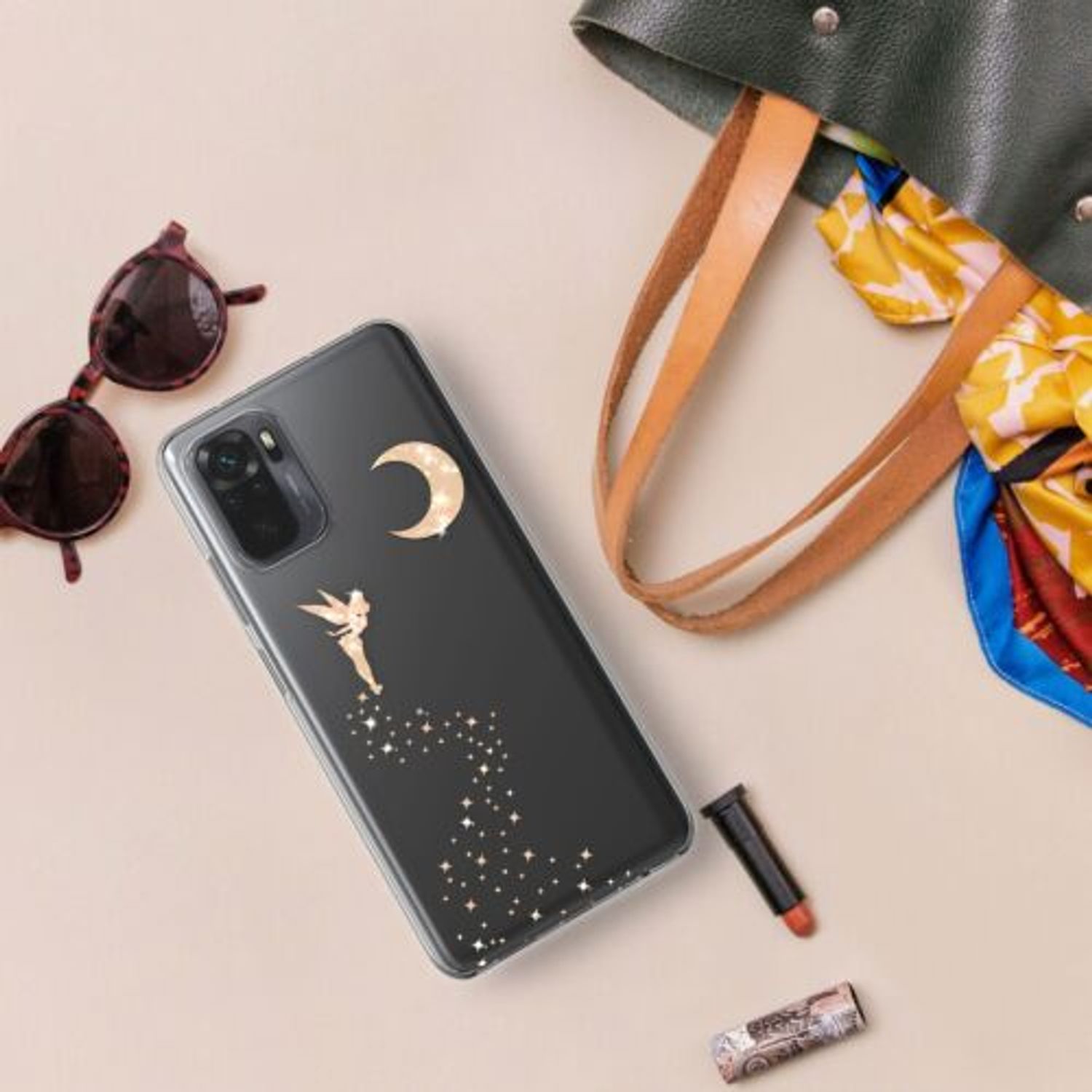 Husa Kwmobile pentru Xiaomi Redmi Note 10/Redmi Note 10S, Silicon, Transparent/Auriu, 54549.03 fotografia produsului View 2 L