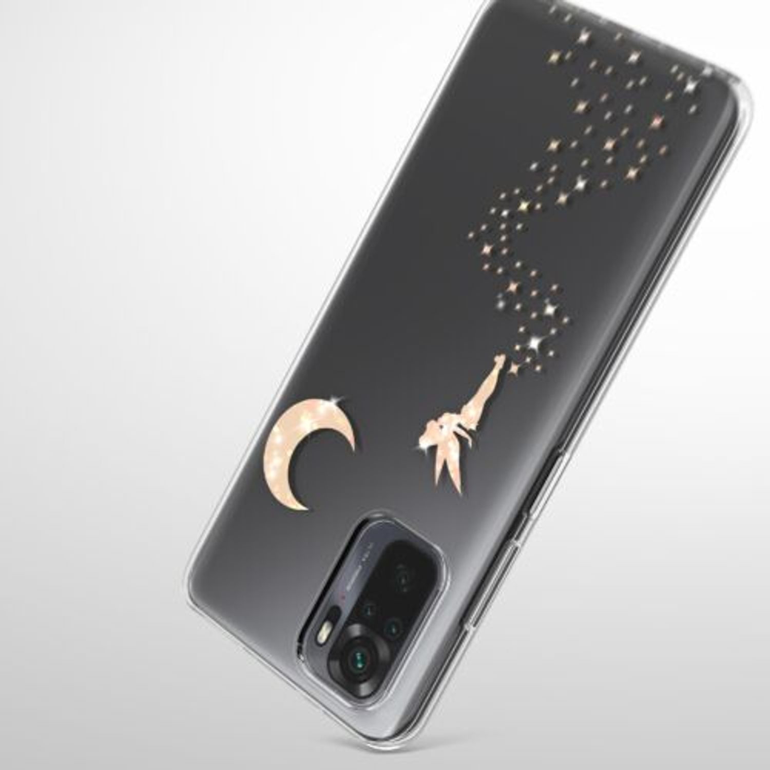 Husa Kwmobile pentru Xiaomi Redmi Note 10/Redmi Note 10S, Silicon, Transparent/Auriu, 54549.03 fotografia produsului View 10 L
