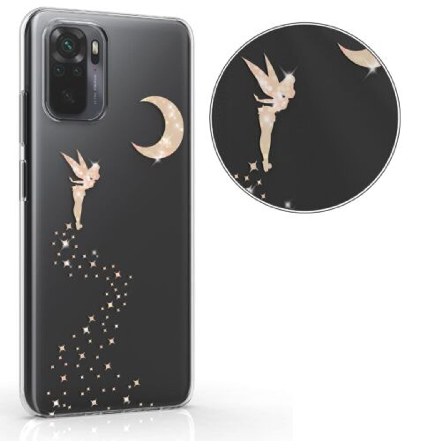 Husa Kwmobile pentru Xiaomi Redmi Note 10/Redmi Note 10S, Silicon, Transparent/Auriu, 54549.03 fotografia produsului View 8 L