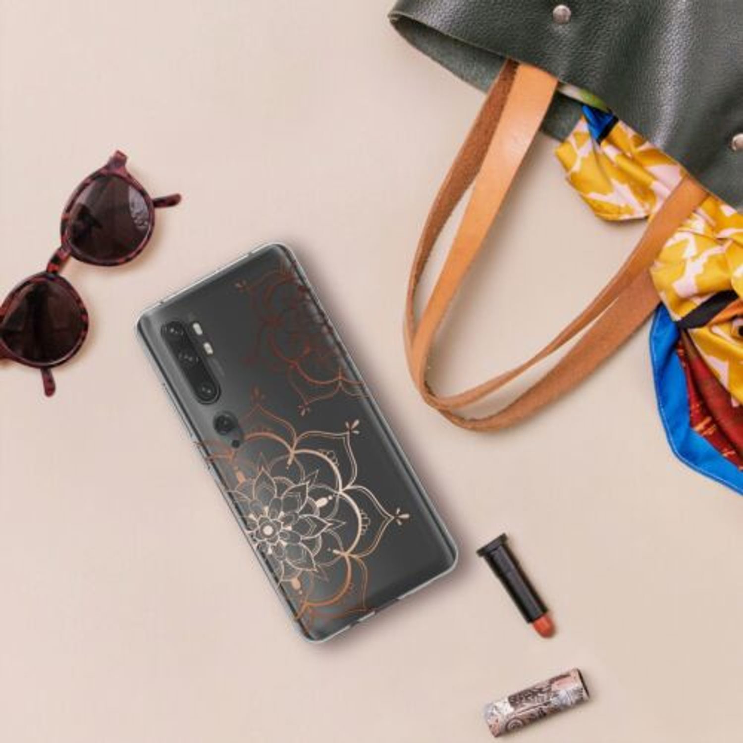 Husa Kwmobile pentru Xiaomi Mi Note 10/Mi Note 10 Pro, Silicon, Transparent/Rose Gold, 51277.05 fotografia produsului View 2 L