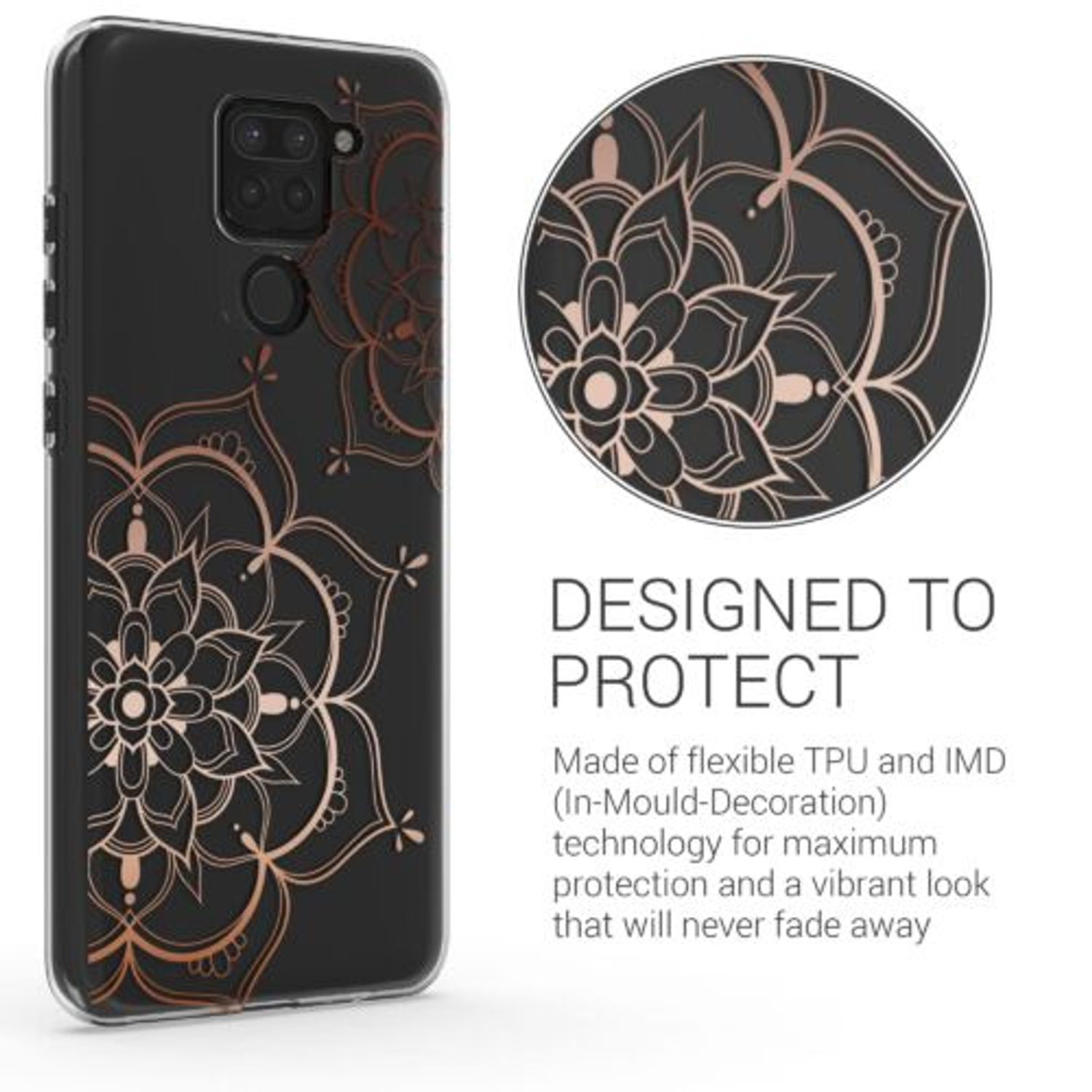 Husa Kwmobile pentru Xiaomi Redmi Note 9, Silicon, Transparent/Rose Gold, 57084.02 fotografia produsului View 8 L