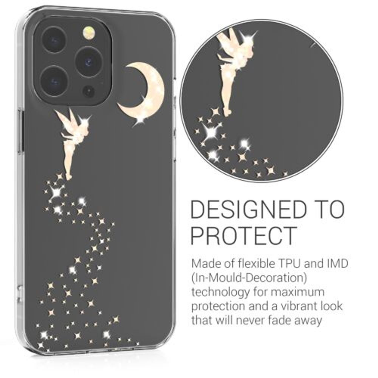 Husa Kwmobile pentru Apple iPhone 13 Pro, Silicon, Transparent/Auriu, 57144.01 fotografia produsului View 3 L