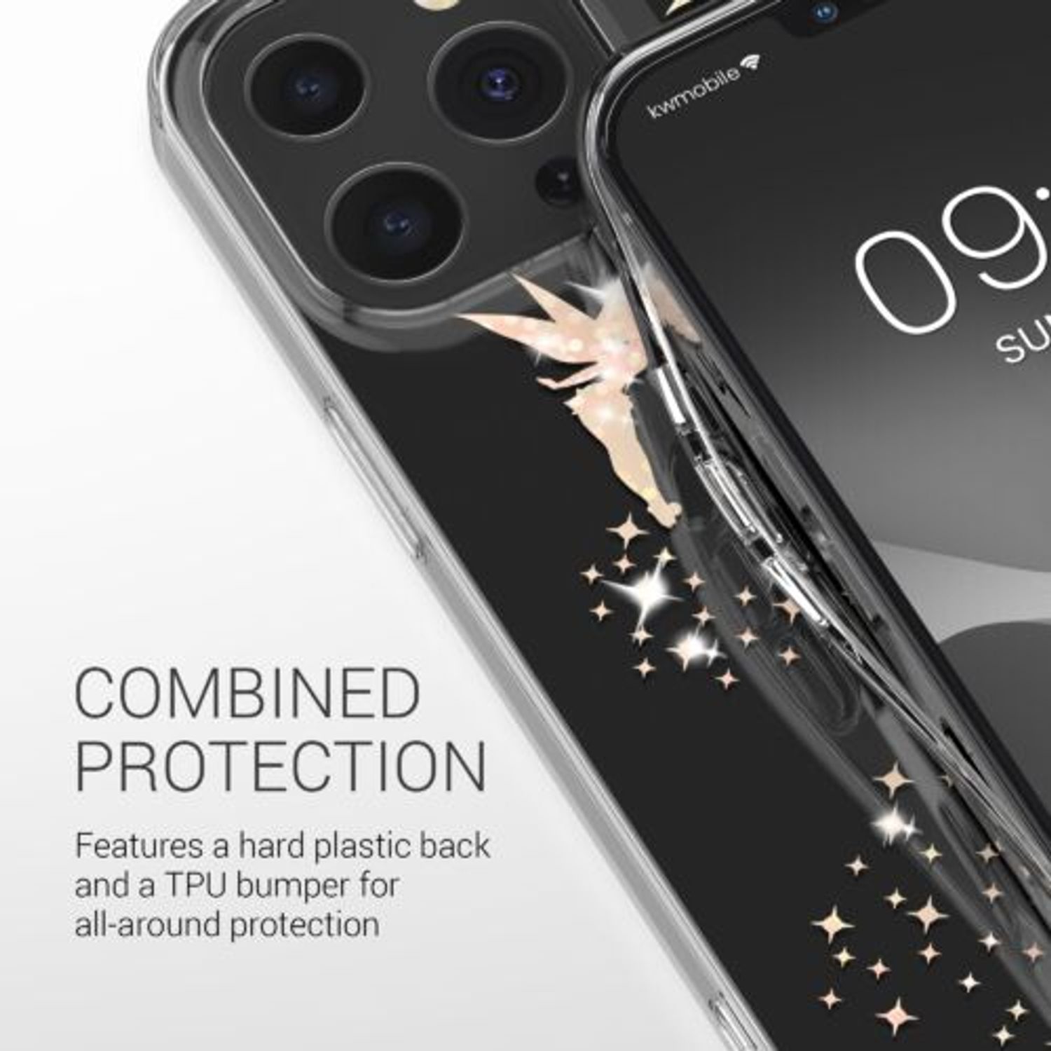 Husa Kwmobile pentru Apple iPhone 13 Pro, Silicon, Transparent/Auriu, 57144.01 fotografia produsului View 4 L