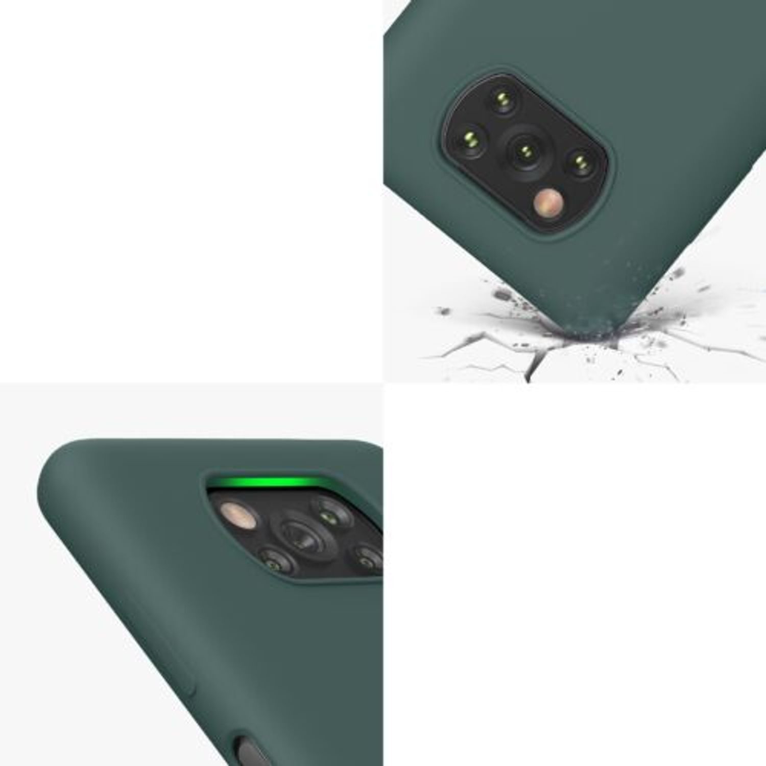 Husa Kwmobile pentru Xiaomi Poco X3 NFC/Poco X3 Pro, Silicon, Verde, 54345.169 fotografia produsului View 7 L