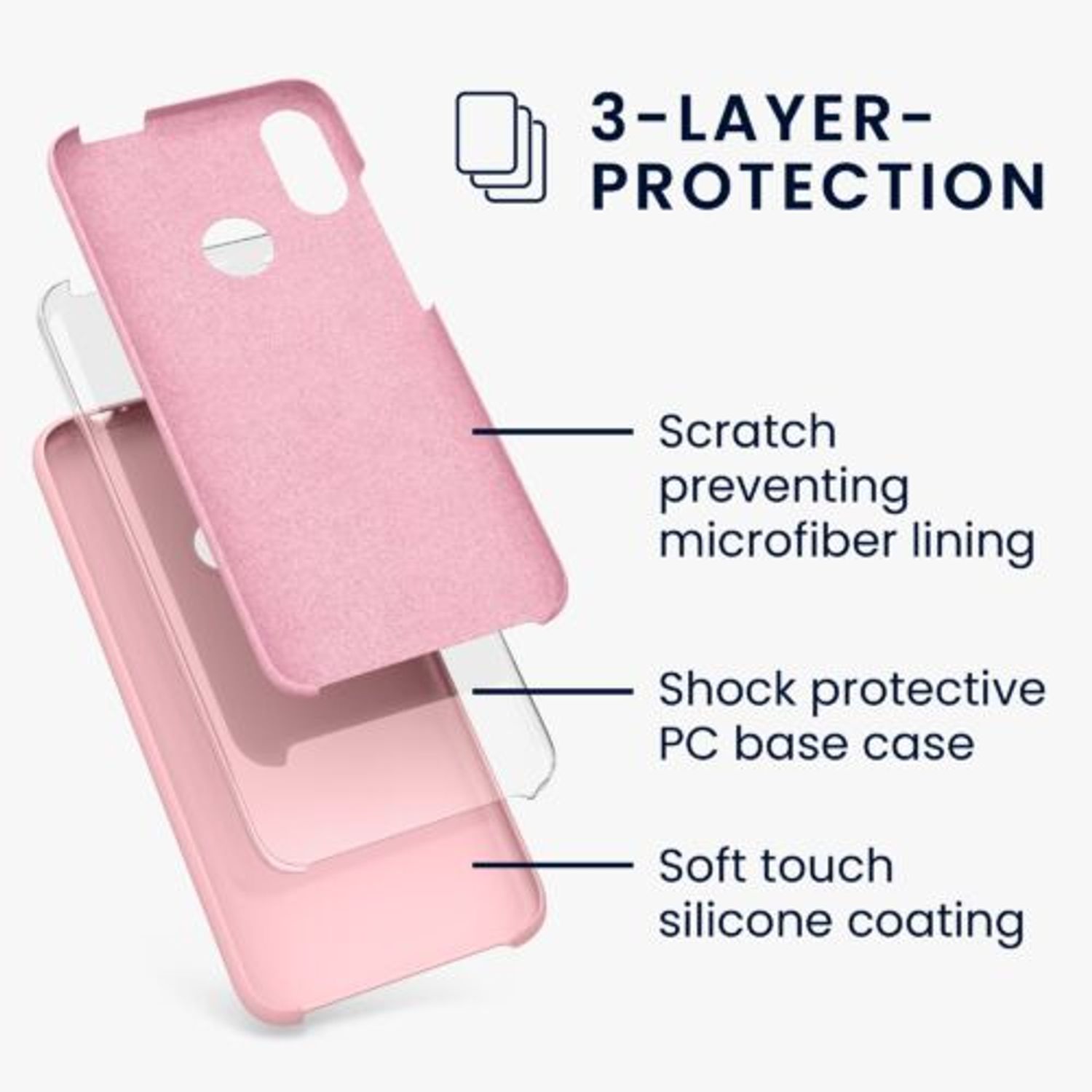 Husa Kwmobile pentru Xiaomi Redmi Note 7/Redmi Note 7 Pro, Silicon, Roz, 48714.89 fotografia produsului View 2 L