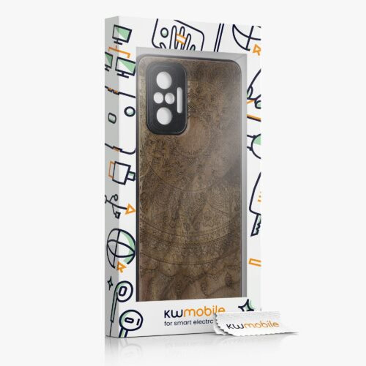 Husa Kwmobile pentru Xiaomi Redmi Note 10 Pro, Lemn, Maro, 55940.06 fotografia produsului View 5 L
