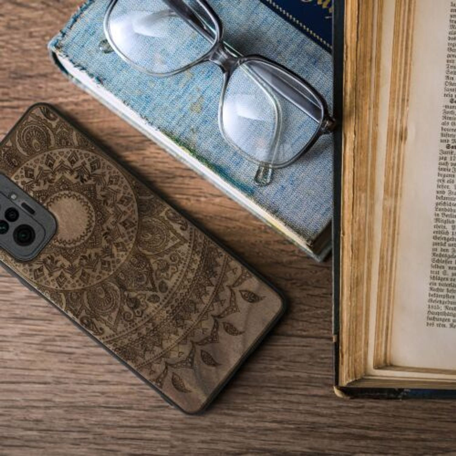 Husa Kwmobile pentru Xiaomi Redmi Note 10 Pro, Lemn, Maro, 55940.06 fotografia produsului View 3 L