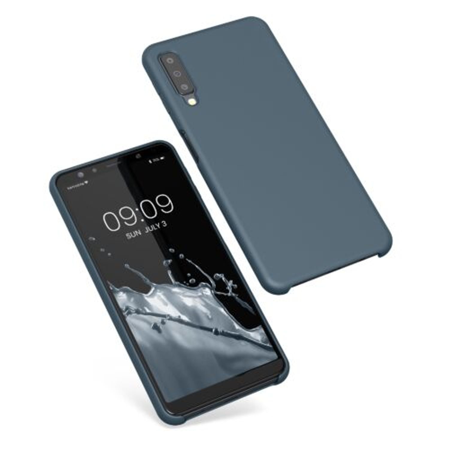 Husa Kwmobile pentru Samsung Galaxy A7 (2018), Silicon, Albastru, 47730.202 fotografia produsului