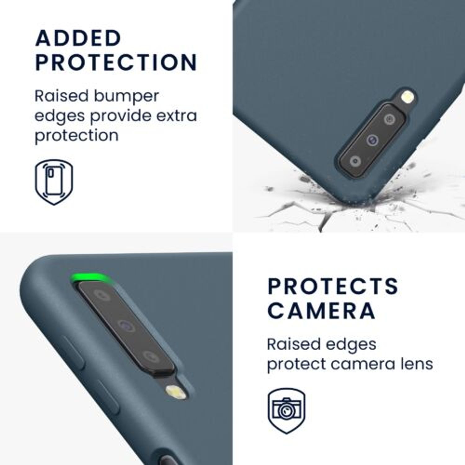 Husa Kwmobile pentru Samsung Galaxy A7 (2018), Silicon, Albastru, 47730.202 fotografia produsului View 3 L
