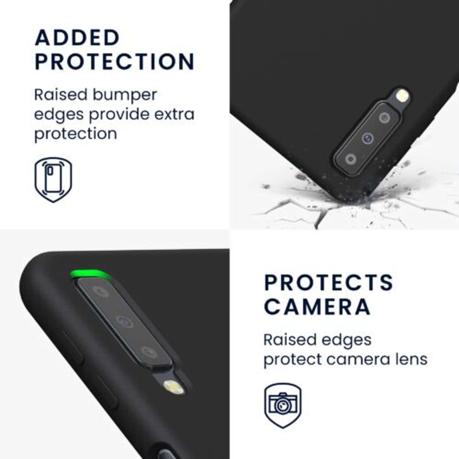 Husa Kwmobile pentru Samsung Galaxy A7 (2018), Silicon, Negru, 47730.01 fotografia produsului View 3 L