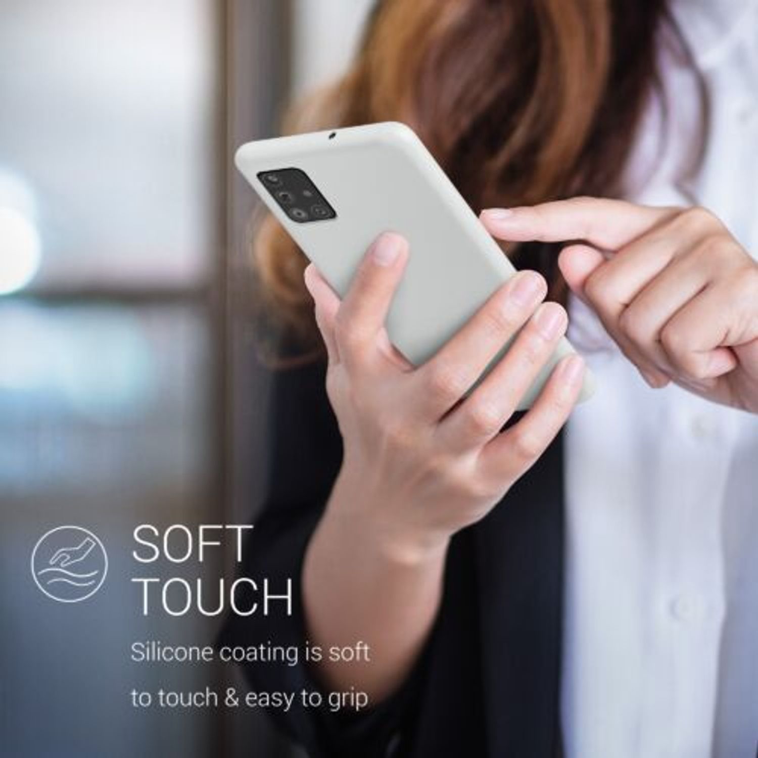 Husa Kwmobile pentru Samsung Galaxy A51, Silicon, Alb, 51197.48 fotografia produsului View 3 L