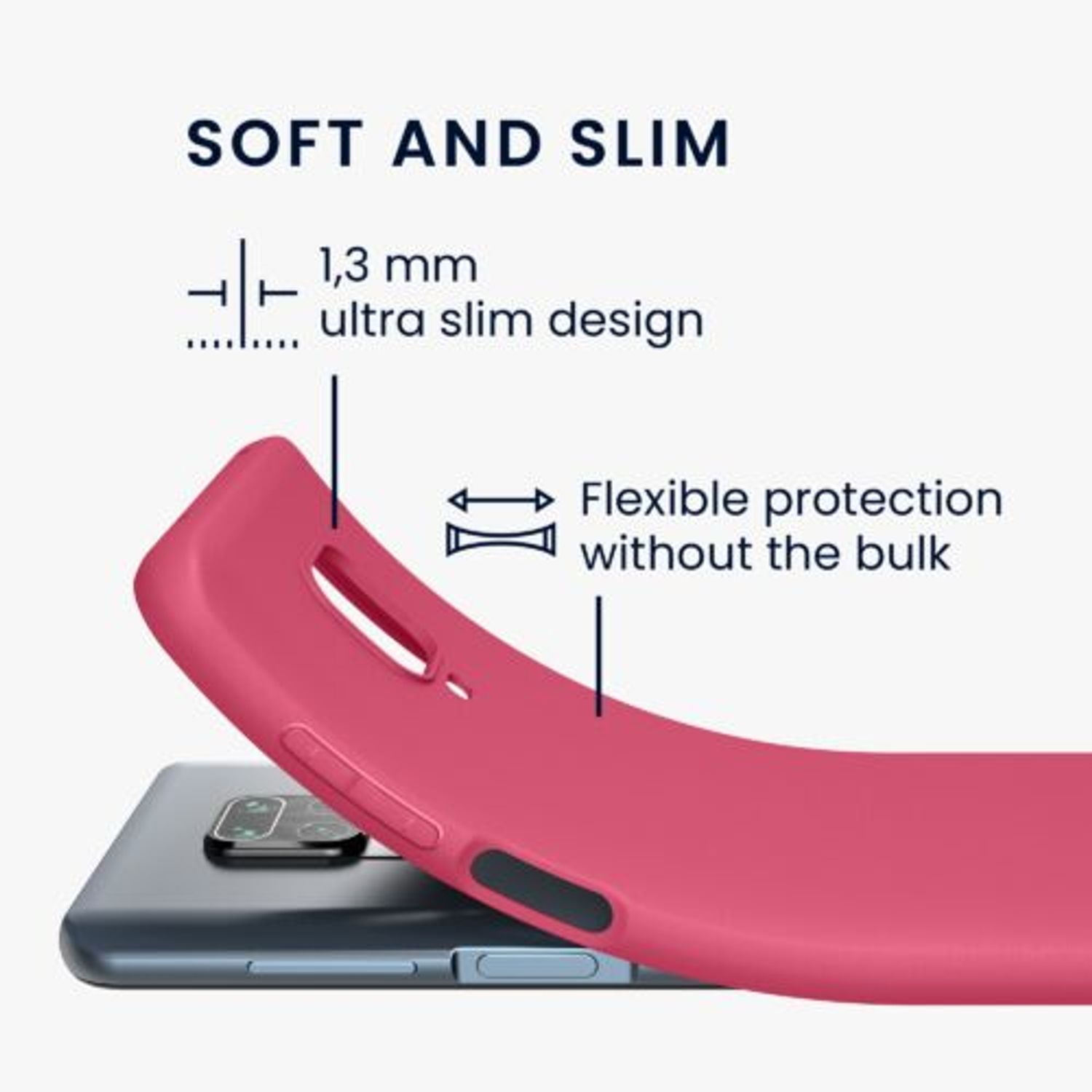 Husa Kwmobile pentru Xiaomi Redmi Note 9S/Redmi Note 9 Pro/Redmi Note 9 Pro Max, Silicon, Roz, 52140.238 fotografia produsului View 2 L