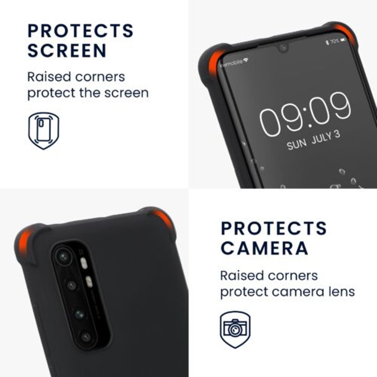 Husa Kwmobile pentru Xiaomi Mi Note 10 Lite, Silicon, Negru, 53157.01 fotografia produsului View 3 L