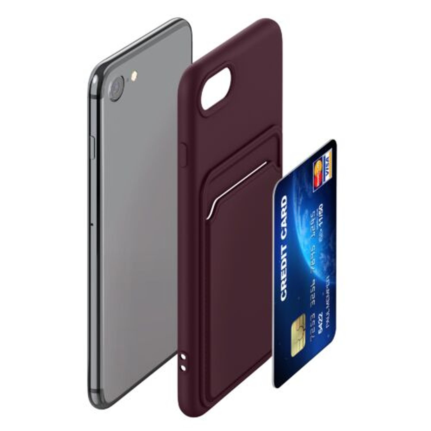 Husa pentru Apple iPhone 8/iPhone 7/iPhone SE 2, Silicon, Violet, 55117.190, Kwmobile fotografia produsului View 3 L
