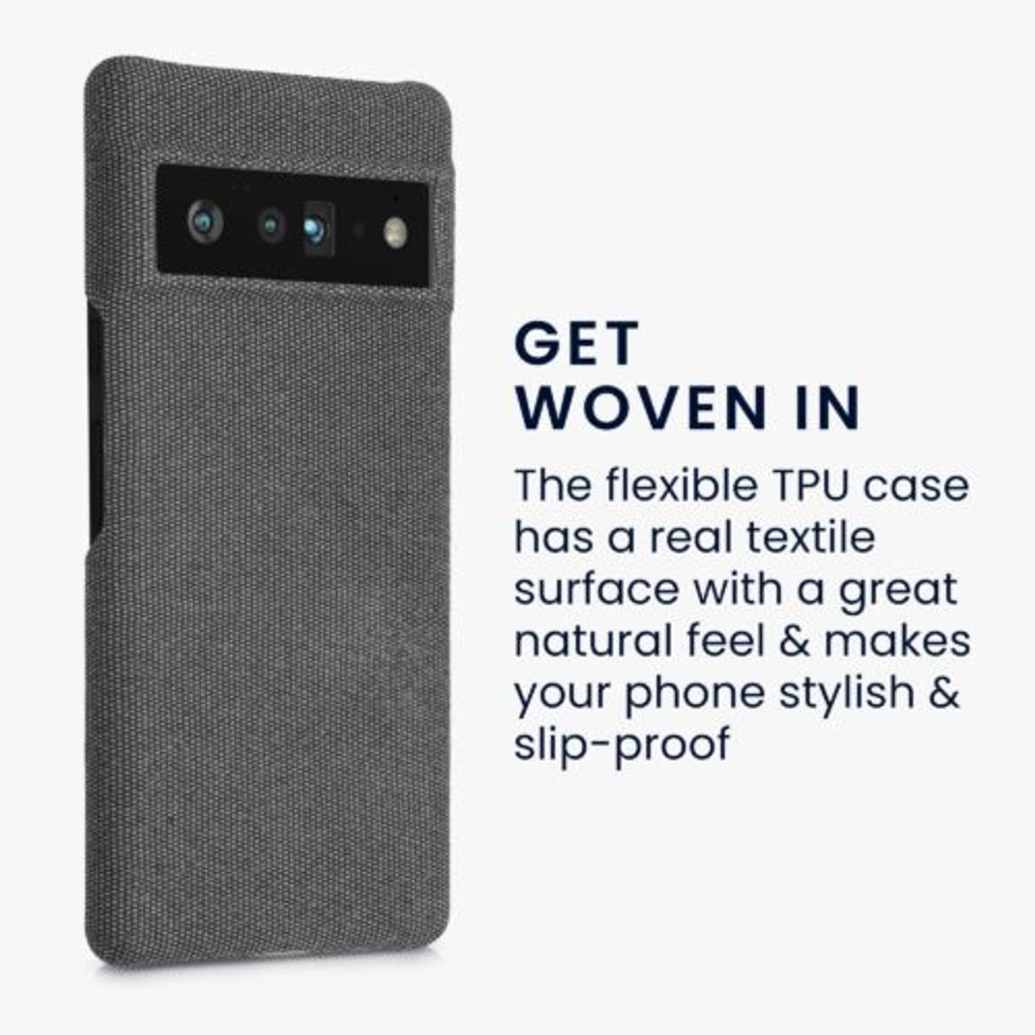 Husa pentru Google Pixel 6 Pro, Textil, Gri, 56945.22, Kwmobile fotografia produsului View 4 L