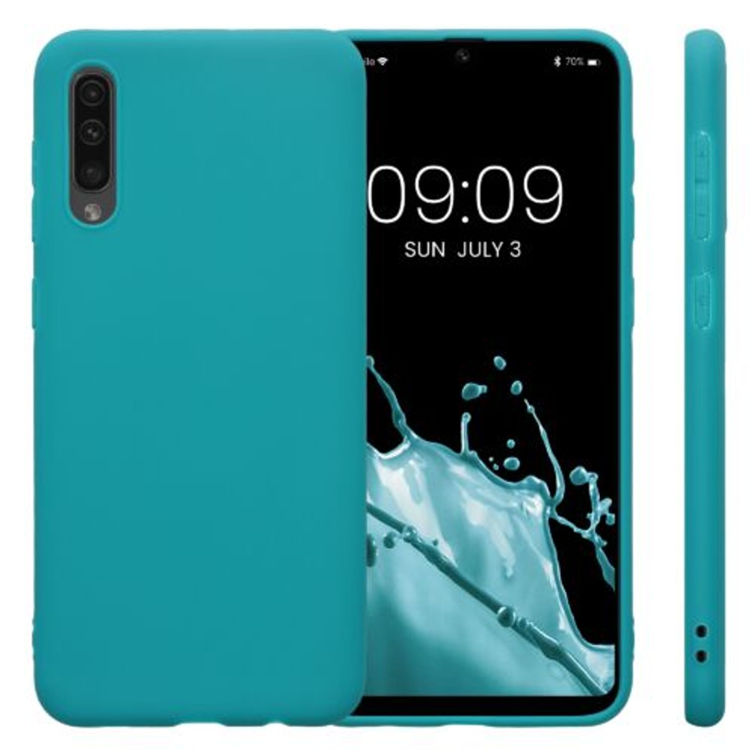 Husa Kwmobile pentru Samsung Galaxy A50, Silicon, Verde, 48054.57 fotografia produsului