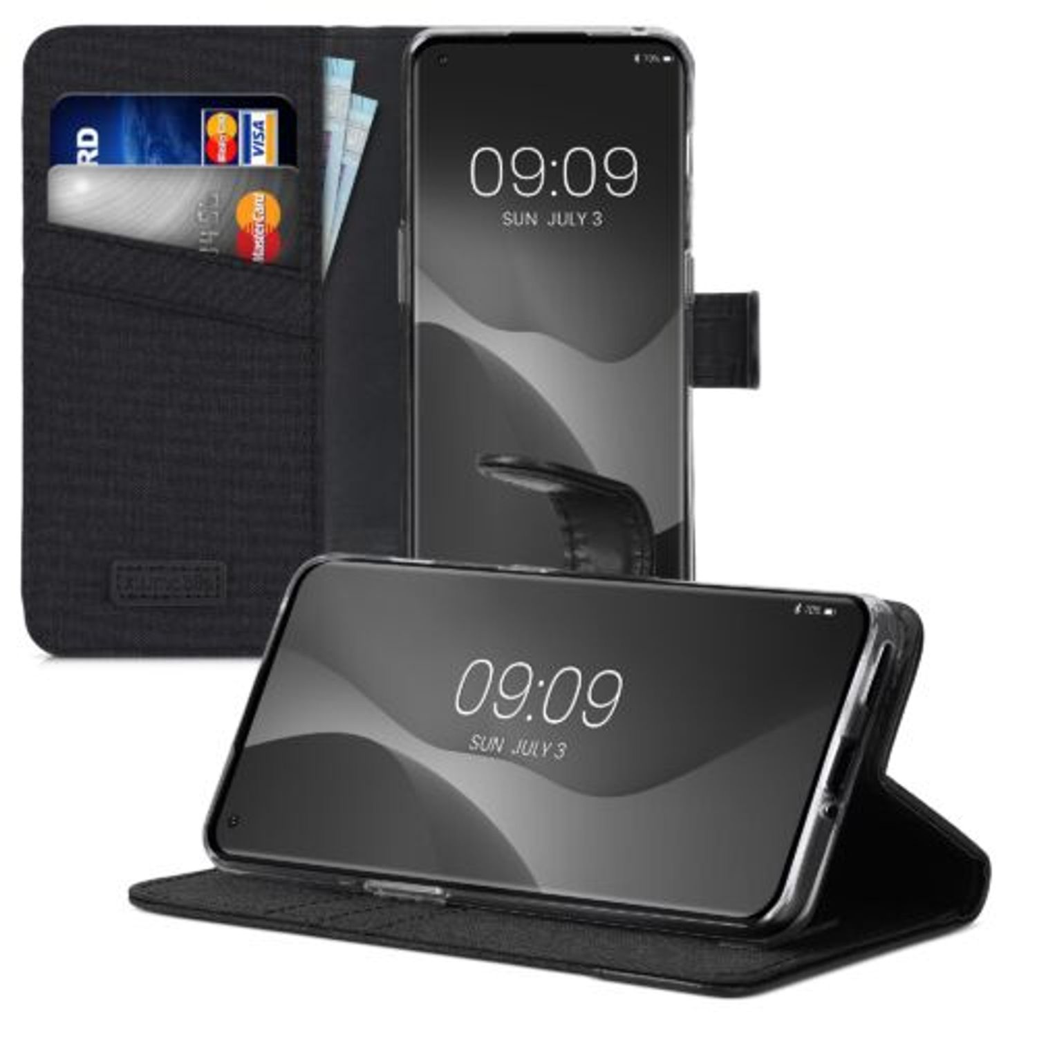 Husa Kwmobile pentru OnePlus 10 Pro, Textil, Negru, 57252.73 fotografia produsului View 4 L