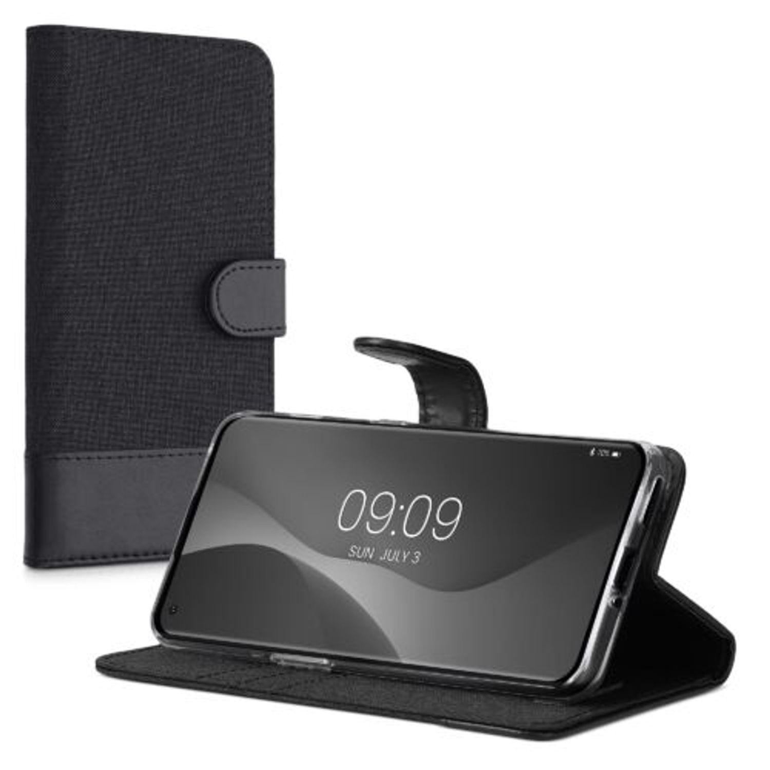 Husa Kwmobile pentru OnePlus 10 Pro, Textil, Negru, 57252.73 fotografia produsului