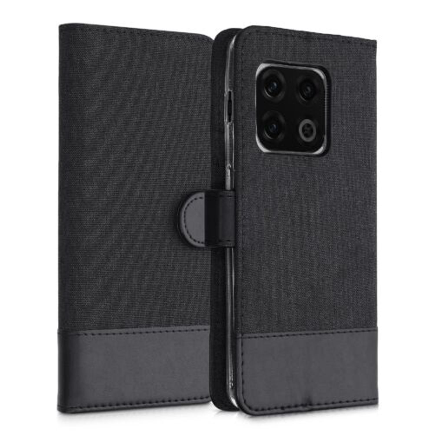 Husa Kwmobile pentru OnePlus 10 Pro, Textil, Negru, 57252.73 fotografia produsului View 3 L