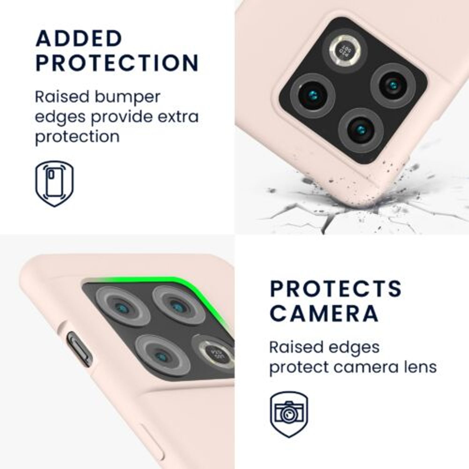 Husa Kwmobile pentru OnePlus 10 Pro, Silicon, Crem, 57460.225 fotografia produsului View 3 L