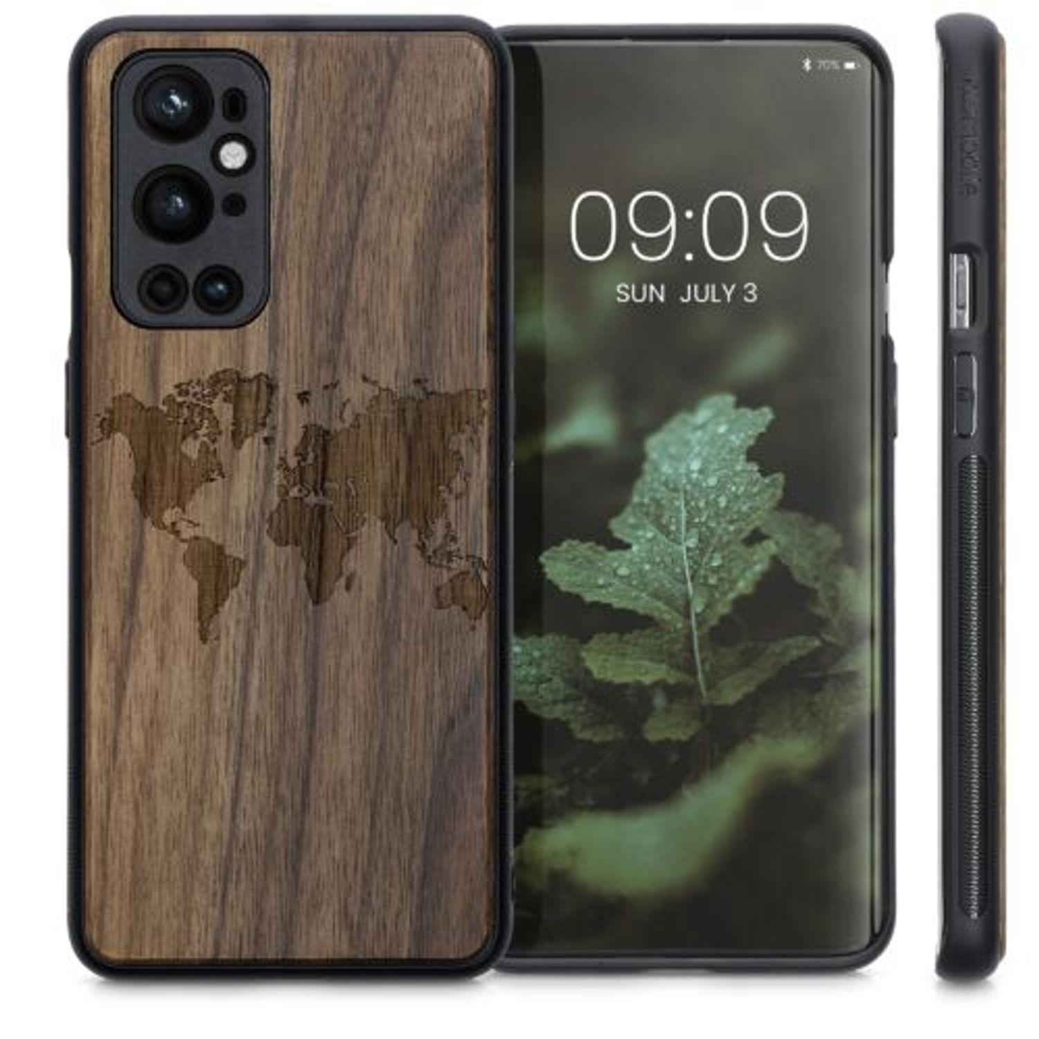 Husa Kwmobile pentru OnePlus 9 Pro, Lemn, Maro, 54433.03 fotografia produsului