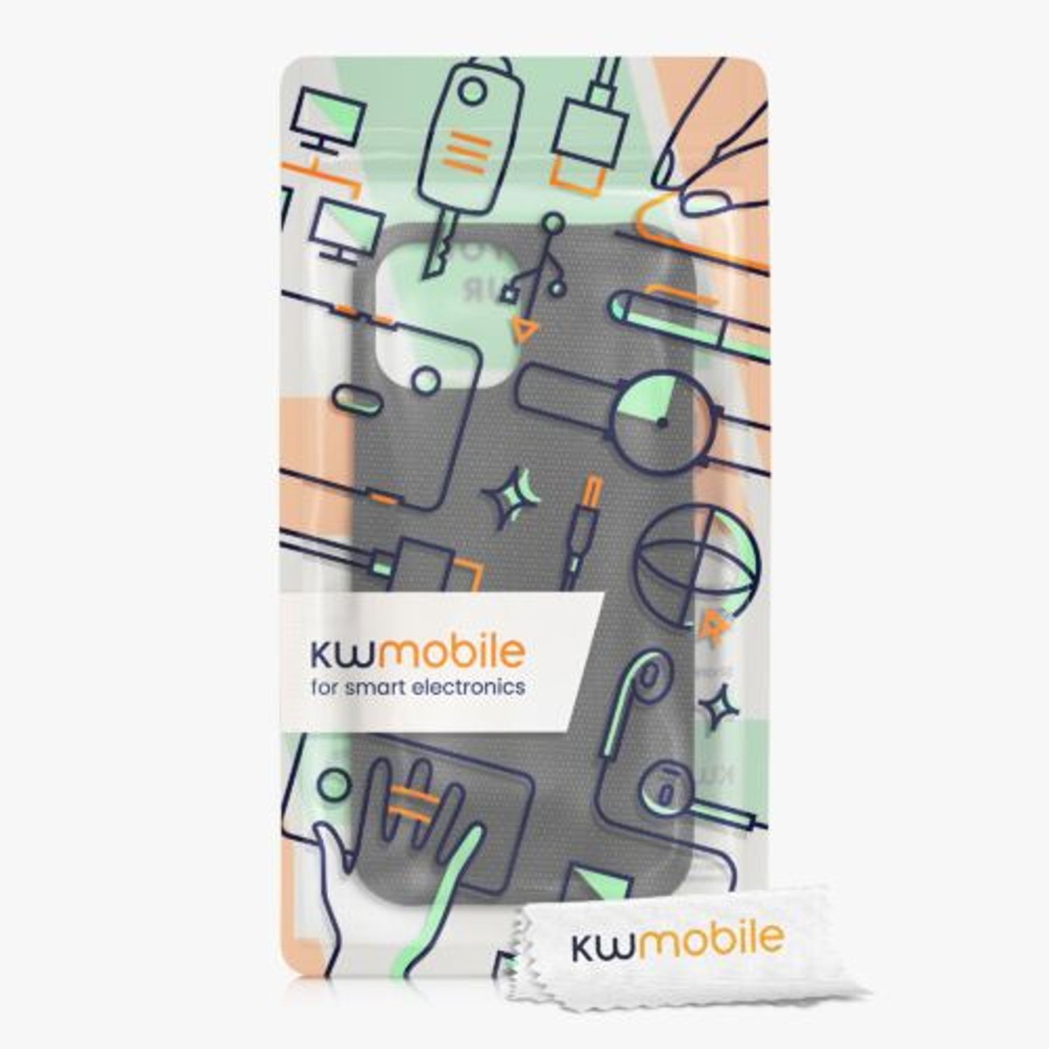 Husa Kwmobile pentru Apple iPhone 13 Mini, Textil, Gri, 57451.01 fotografia produsului View 4 L