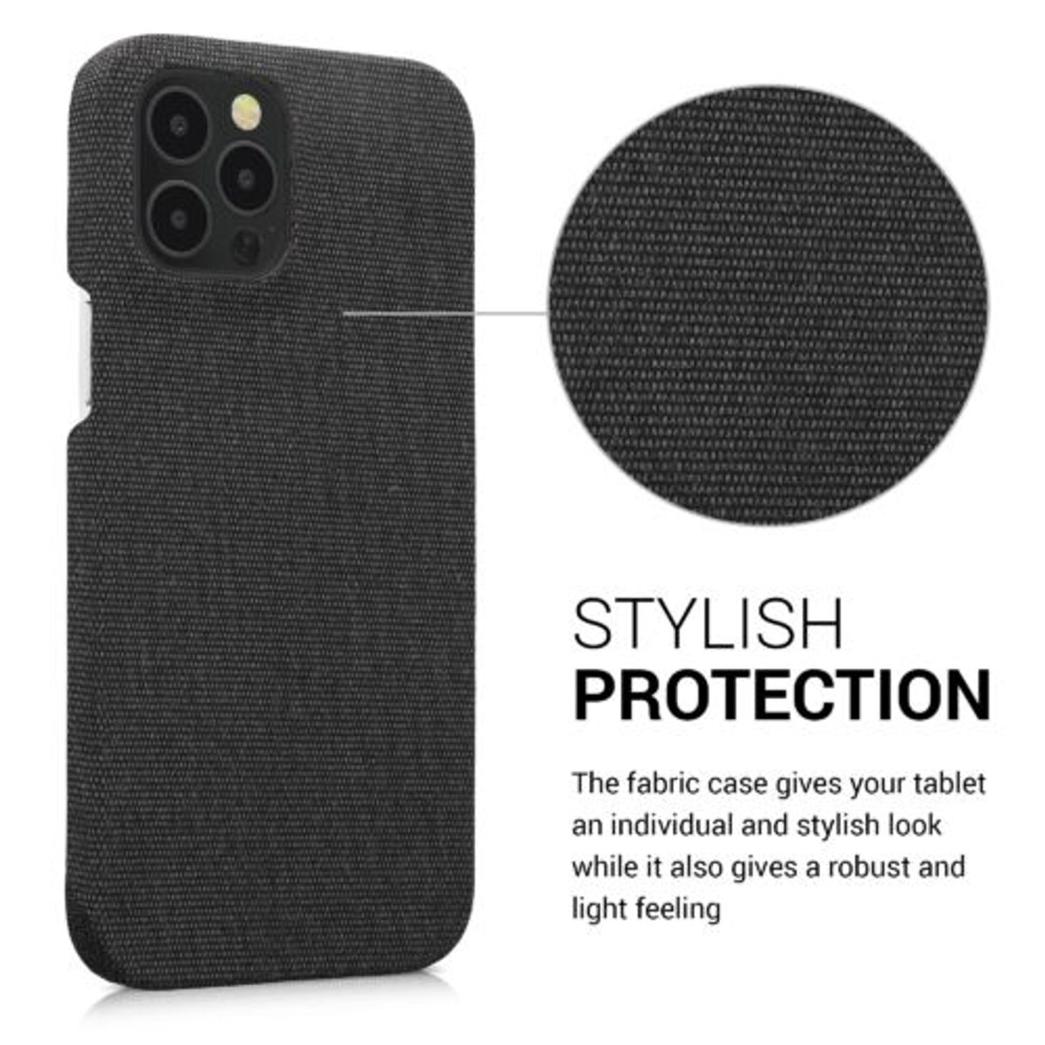 Husa Kwmobile pentru Apple iPhone 12 Pro Max, Textil, Gri, 57450.01 fotografia produsului View 8 L