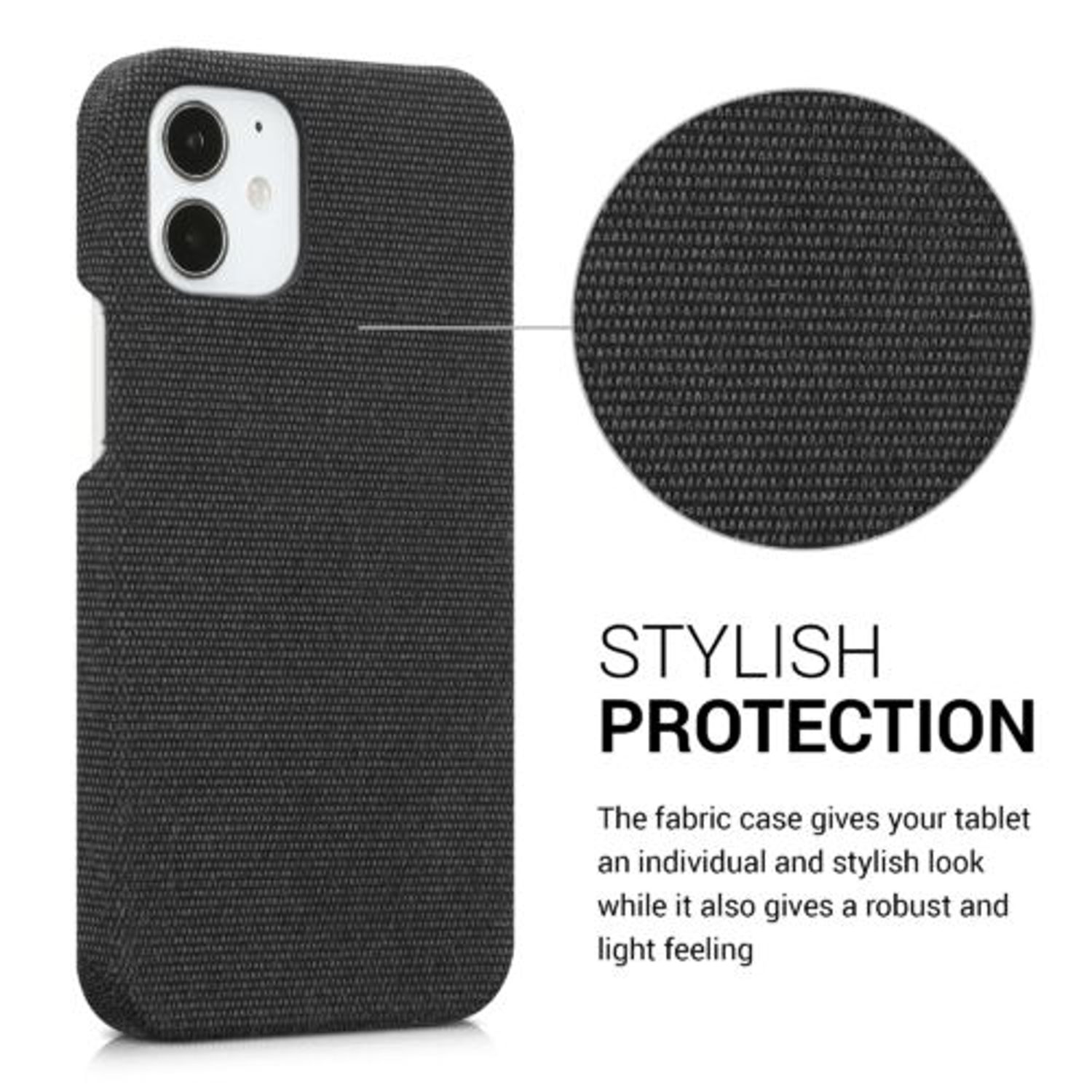 Husa Kwmobile pentru Apple iPhone 12 Mini, Textil, Gri, 57449.01 fotografia produsului View 3 L