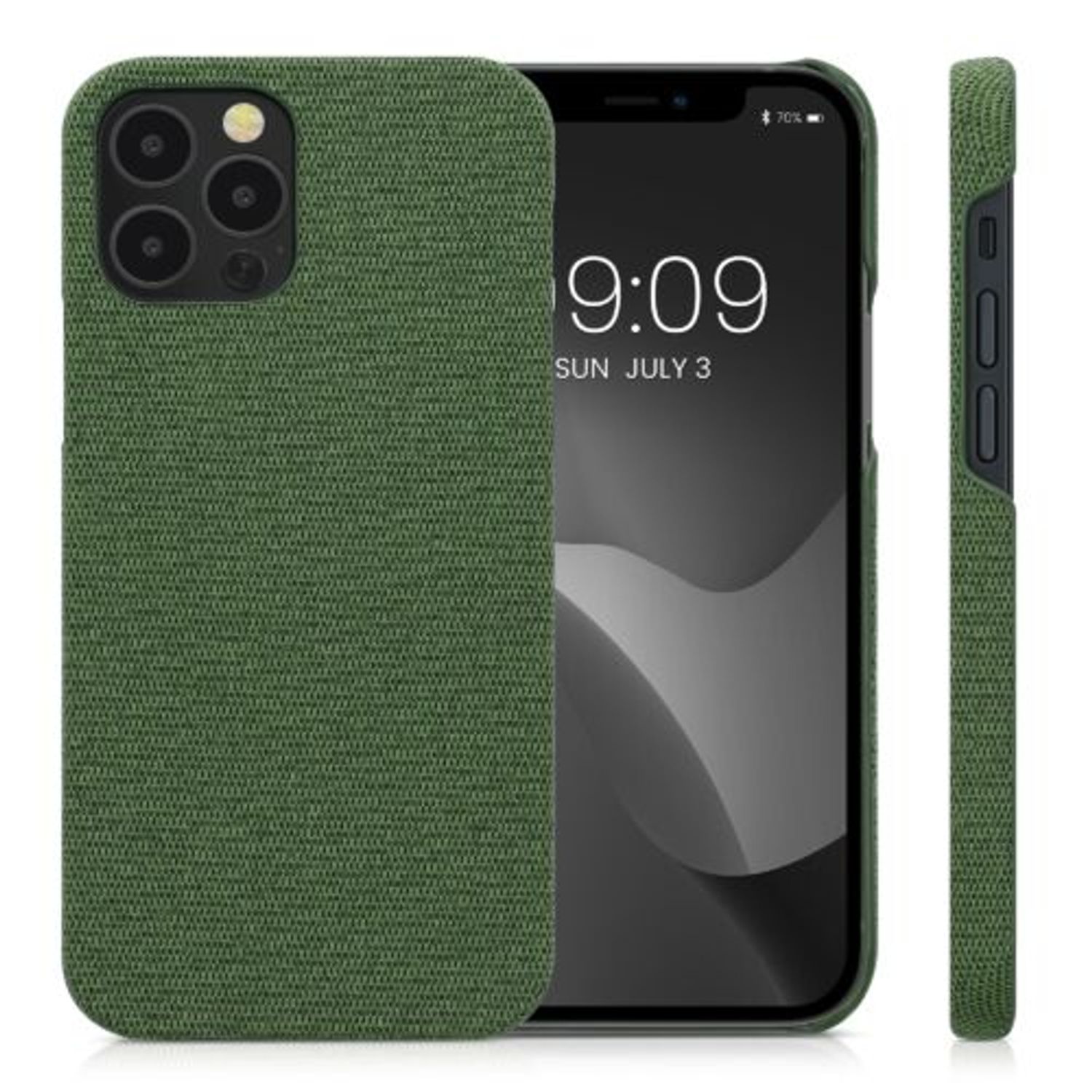 Husa Kwmobile pentru Apple iPhone 12/iPhone 12 Pro, Textil, Verde, 55752.07 fotografia produsului