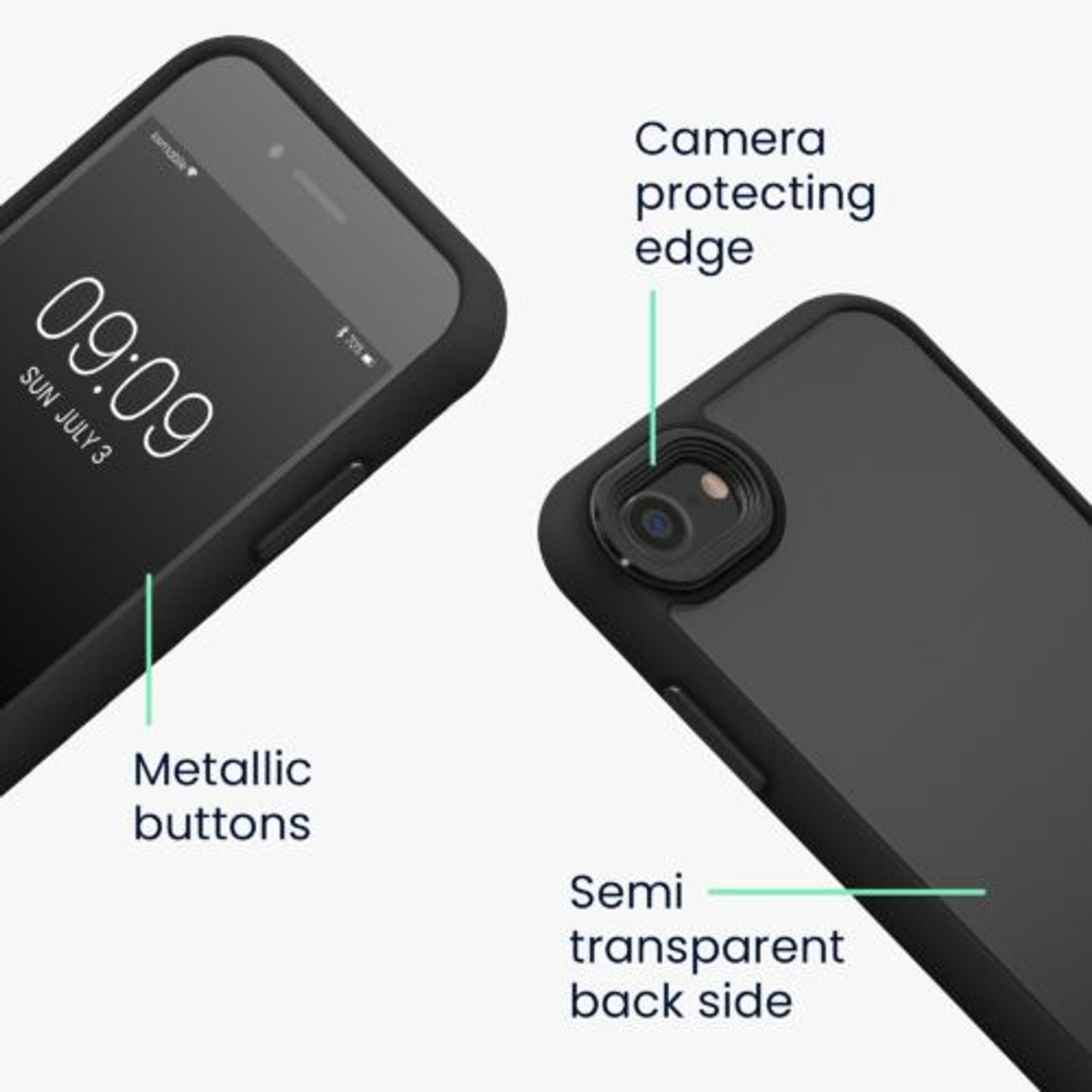 Husa Kwmobile pentru Apple iPhone 8/iPhone 7/iPhone SE 2, Silicon, Negru, 57457.01 fotografia produsului View 2 L