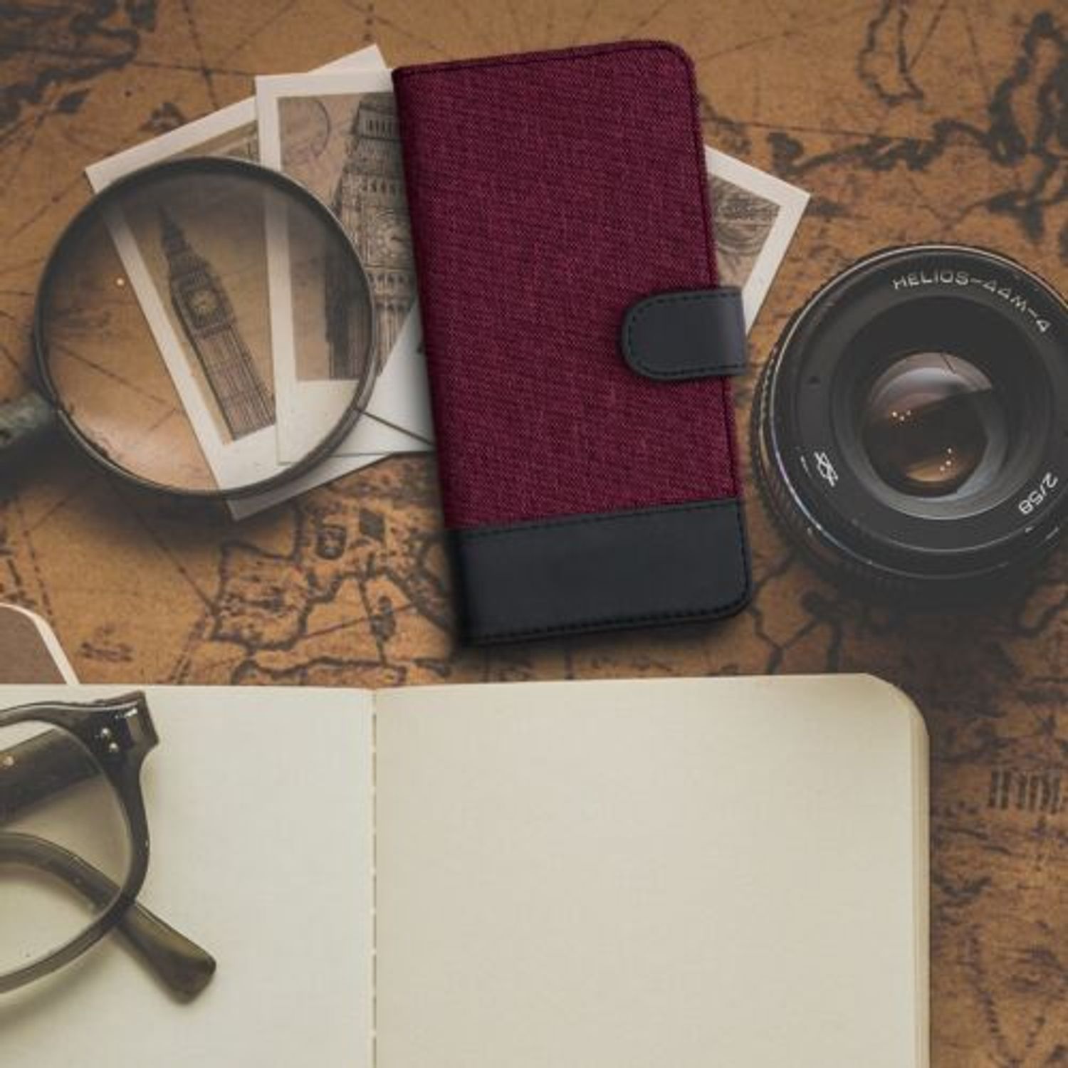 Husa Kwmobile pentru Asus Zenfone 8, Textil, Rosu/Negru, 56648.20 fotografia produsului View 2 L