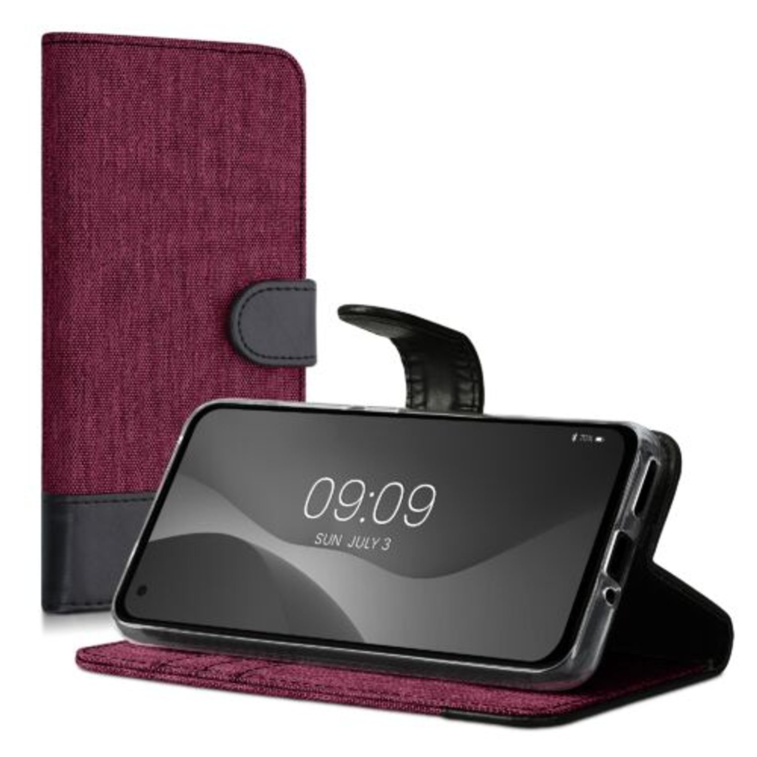 Husa Kwmobile pentru Asus Zenfone 8, Textil, Rosu/Negru, 56648.20 fotografia produsului