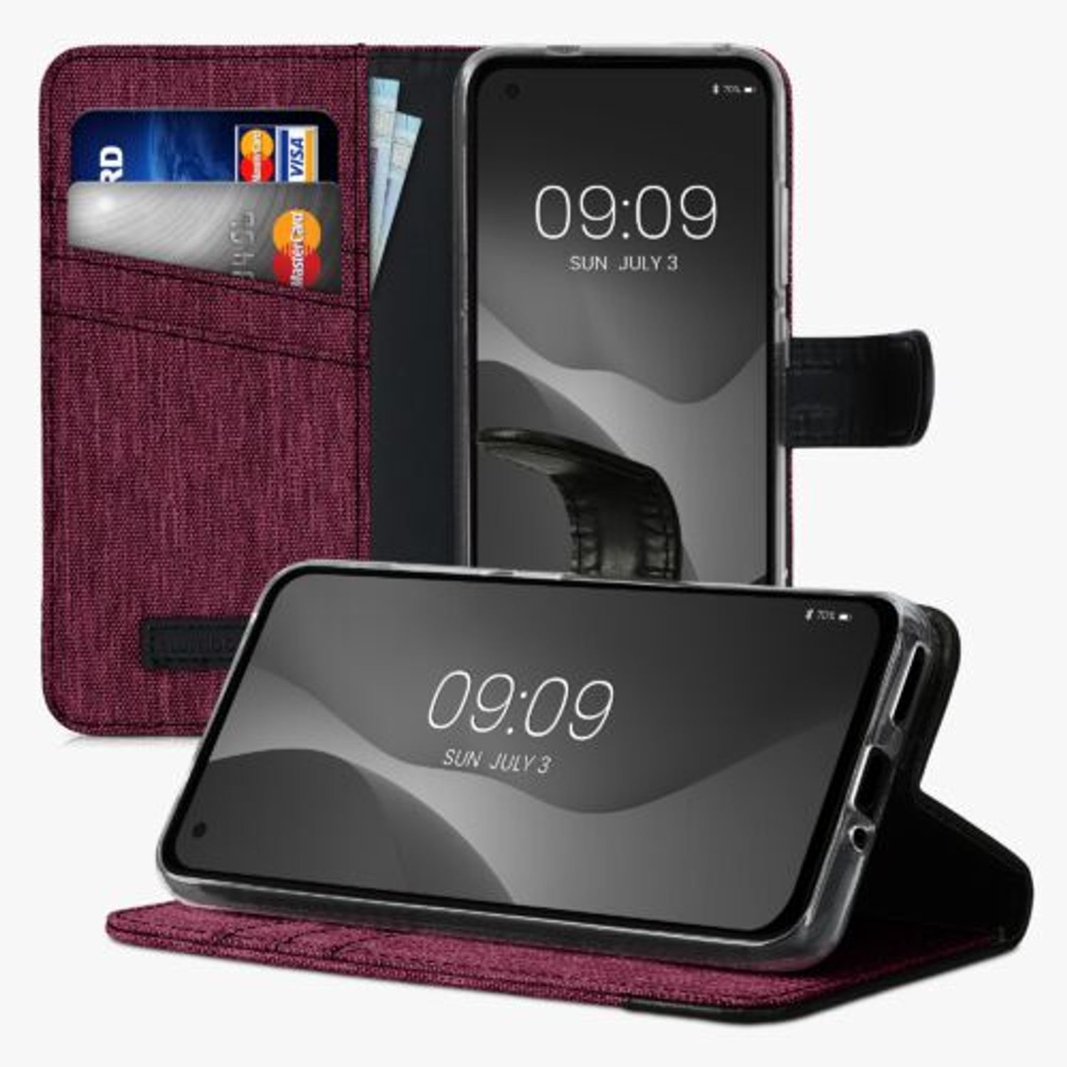 Husa Kwmobile pentru Asus Zenfone 8, Textil, Rosu/Negru, 56648.20 fotografia produsului View 4 L