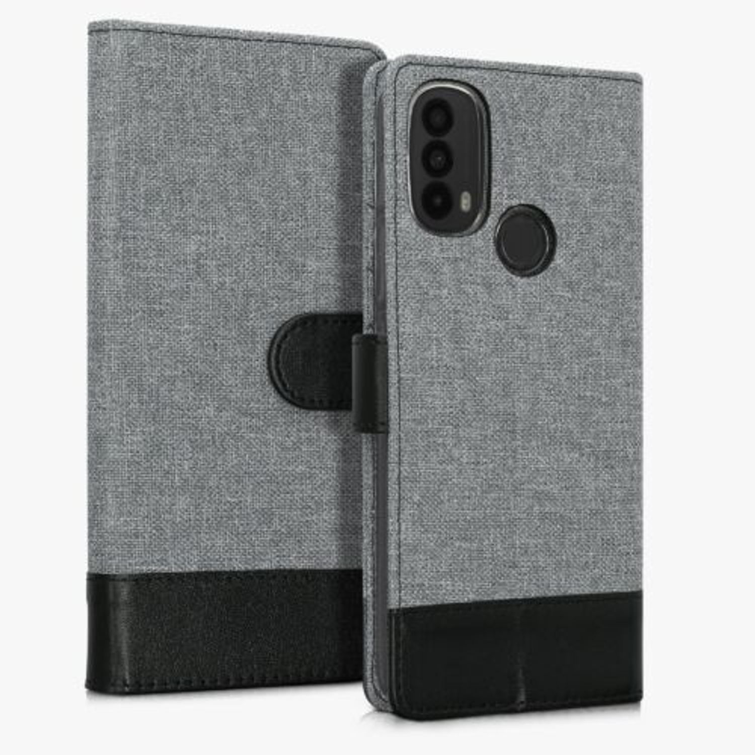 Husa Kwmobile pentru Motorola Moto E40, Textil, Gri/Negru, 57455.22 fotografia produsului View 3 L