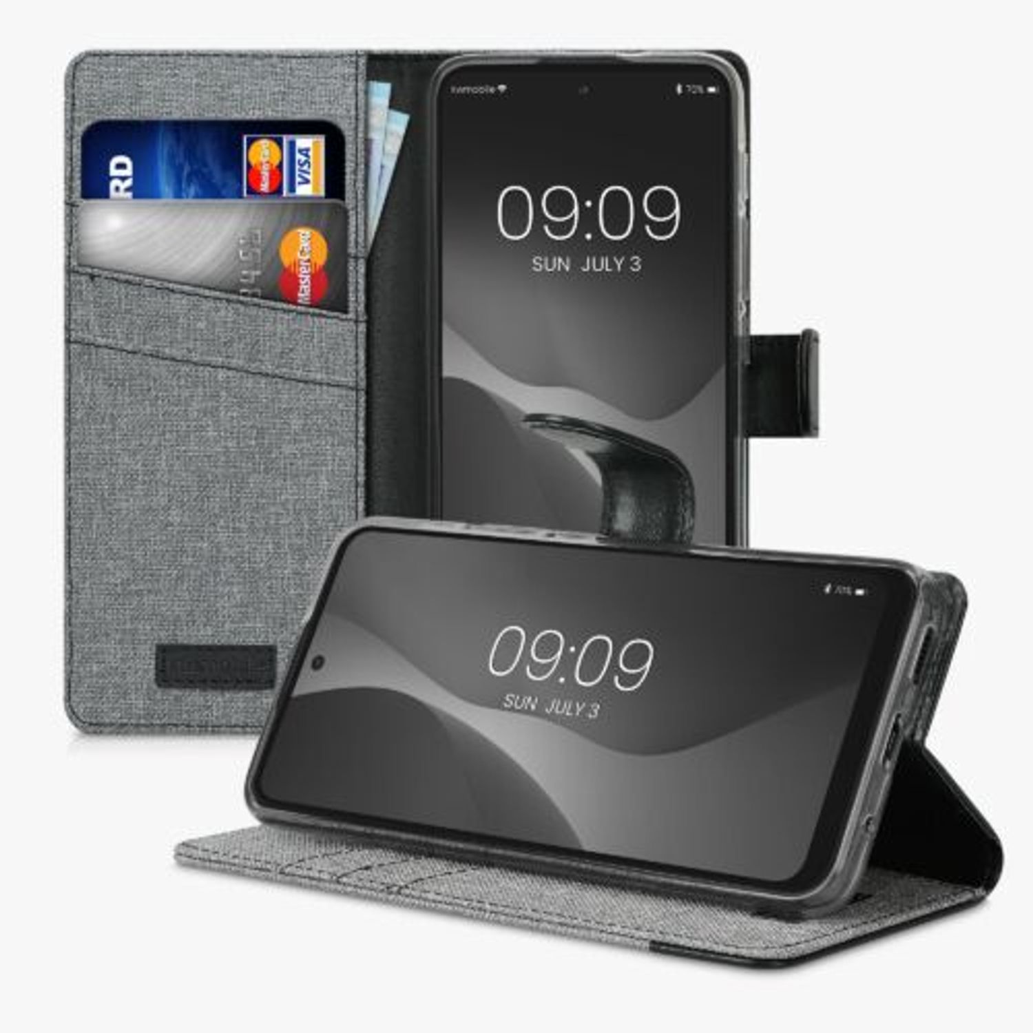 Husa Kwmobile pentru Motorola Moto E40, Textil, Gri/Negru, 57455.22 fotografia produsului View 4 L
