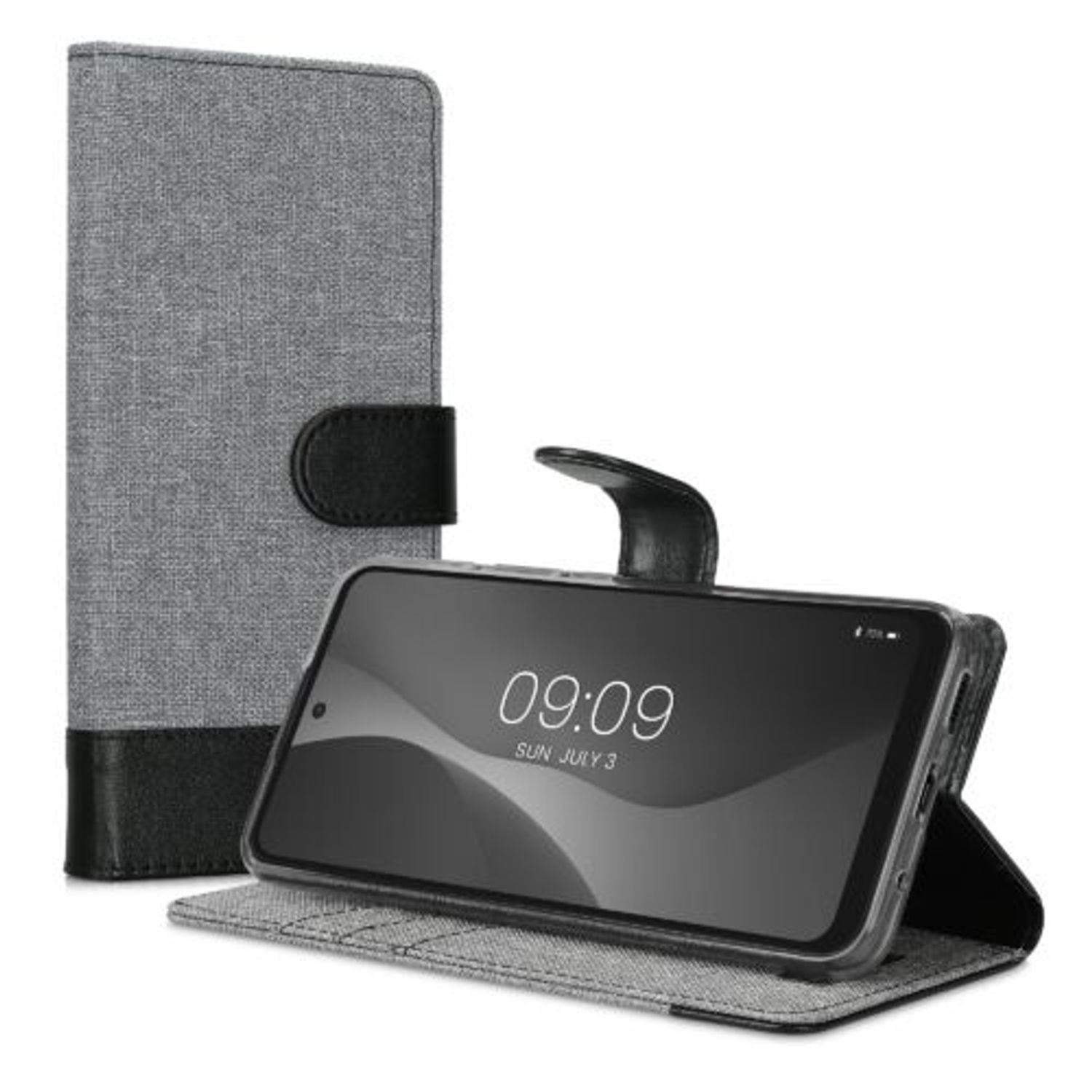 Husa Kwmobile pentru Motorola Moto E40, Textil, Gri/Negru, 57455.22 fotografia produsului