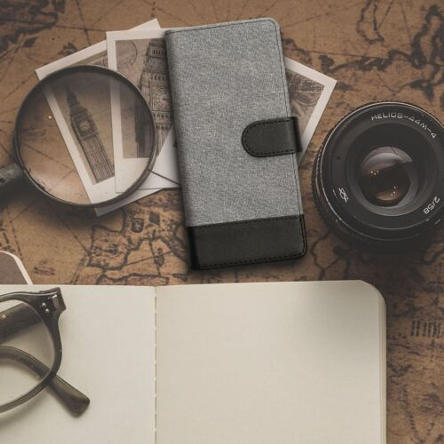 Husa Kwmobile pentru Motorola Moto E40, Textil, Gri/Negru, 57455.22 fotografia produsului View 2 L